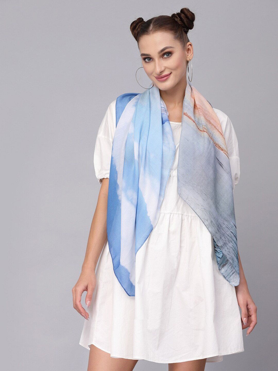 

J Style Women Blue & White Scarf