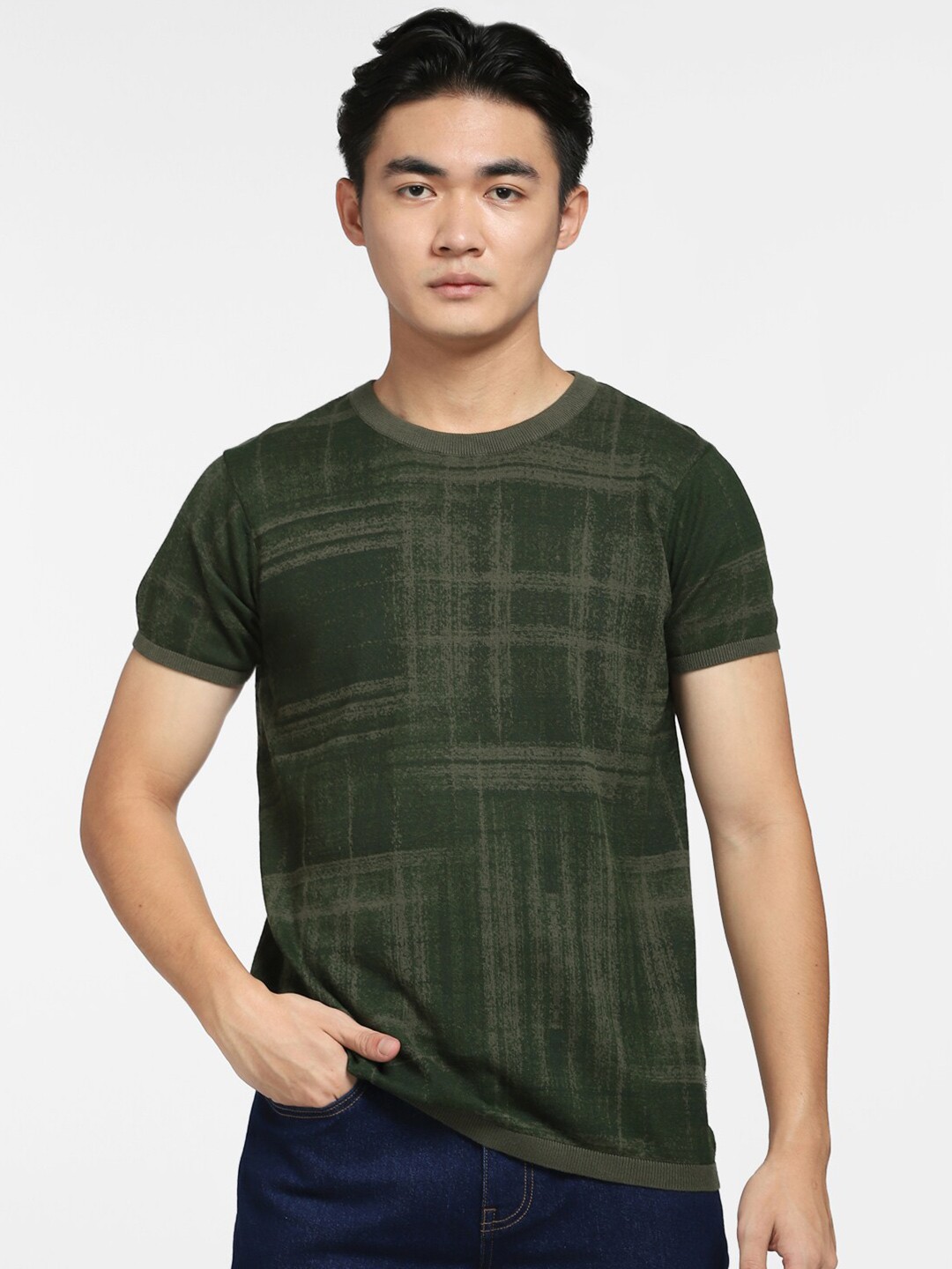 

Jack & Jones Men Green Printed Cotton T-shirt