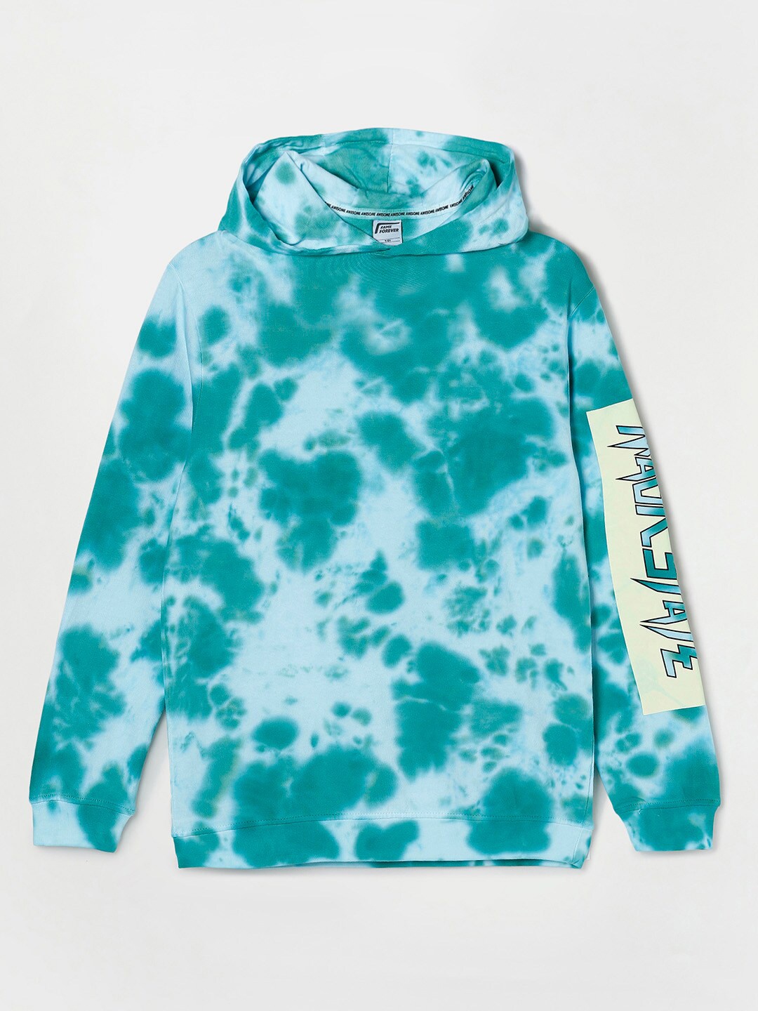 

Fame Forever by Lifestyle Boys Green Printed Cotton Hooded Sweatshirt