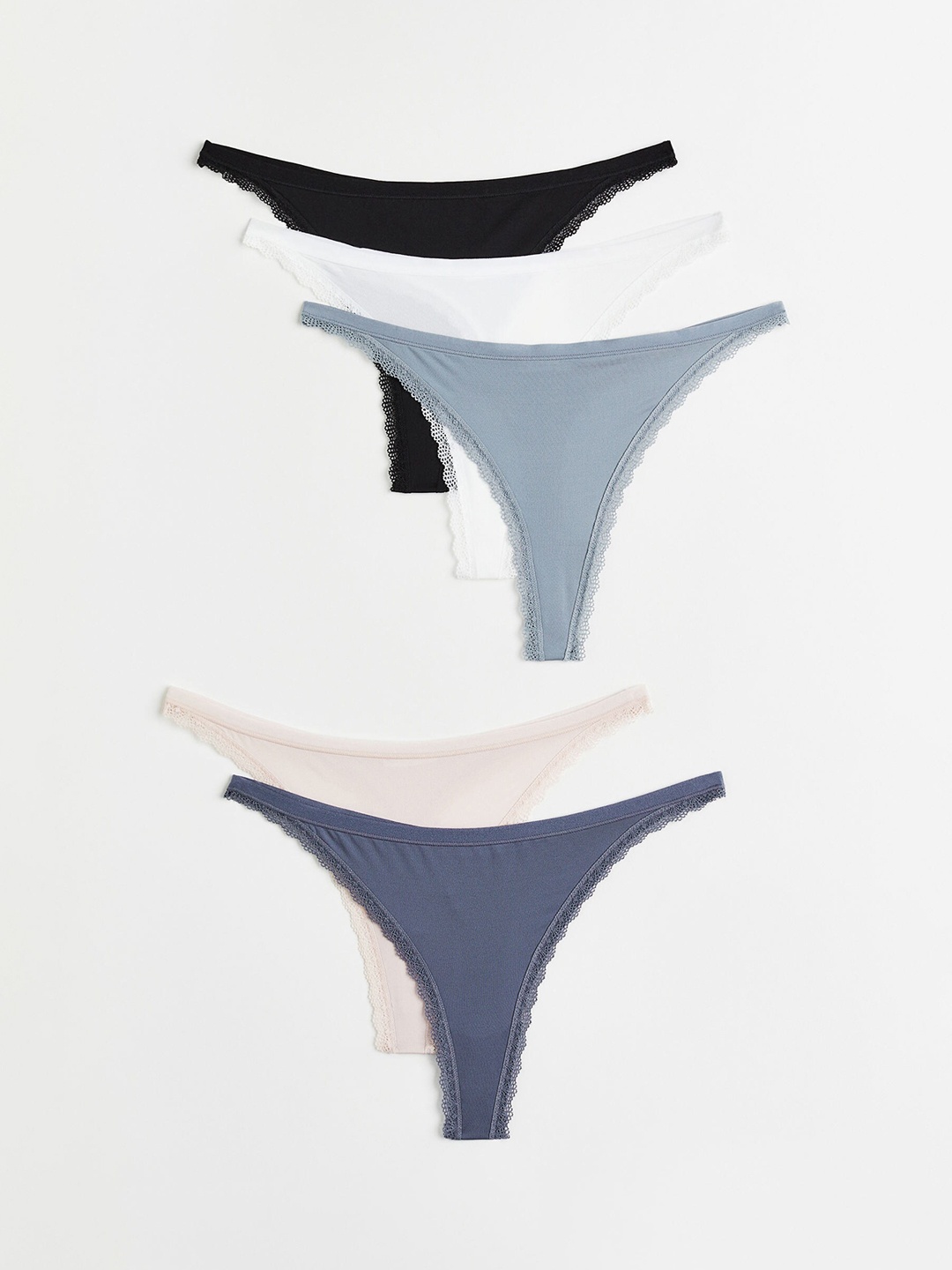 

H&M Women 5-Pack Jersey Thong Briefs, Black