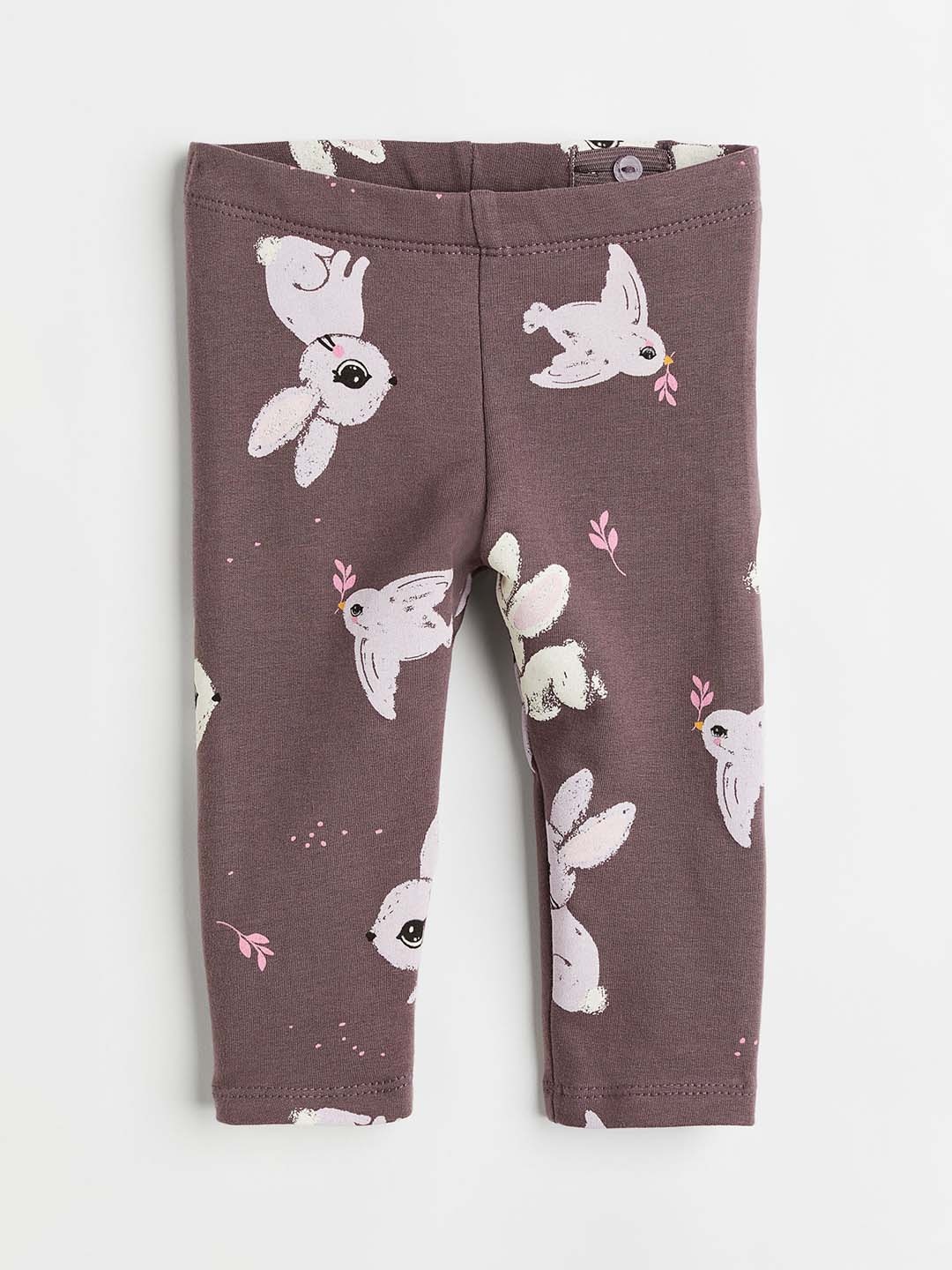 

H&M Girls Printed Cotton Leggings, Mauve