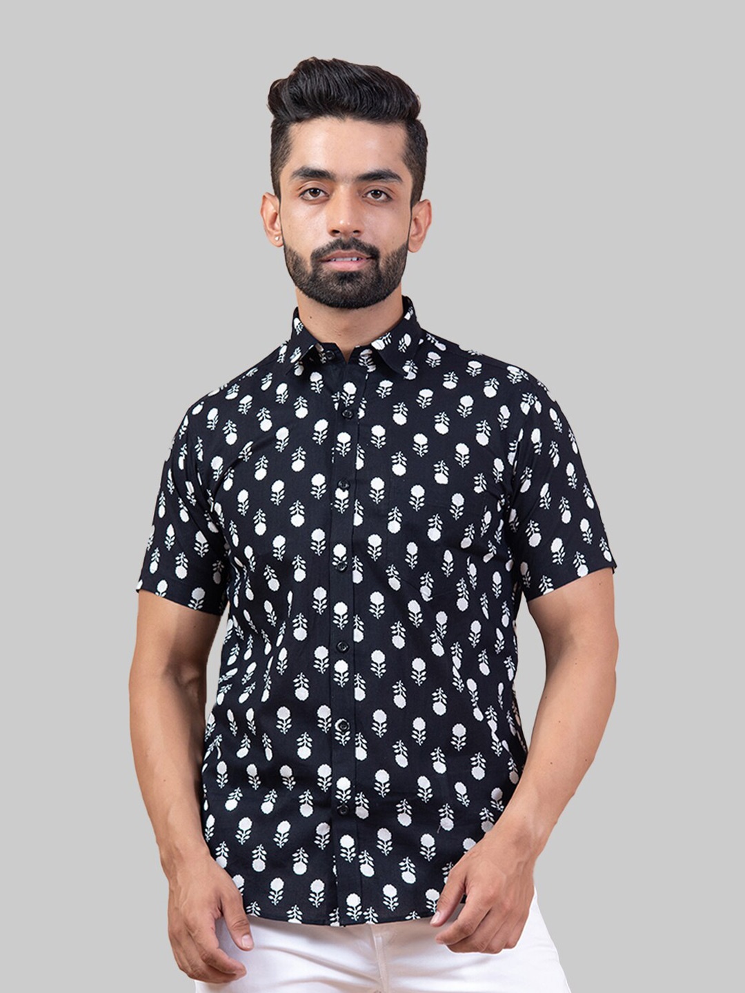 

Tistabene Men Black Premium Printed Casual Shirt