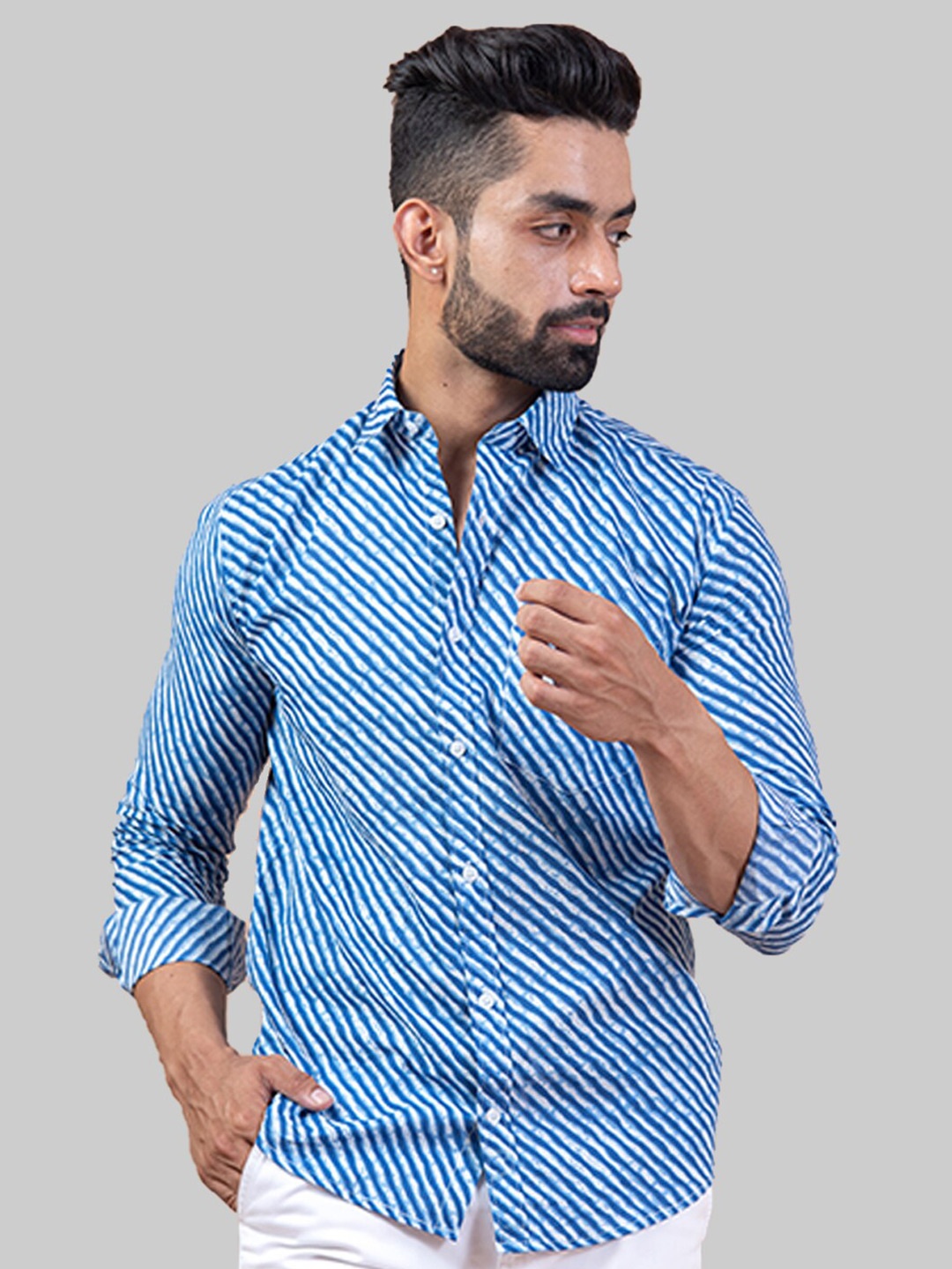 

Tistabene Men Blue Premium Striped Casual Shirt