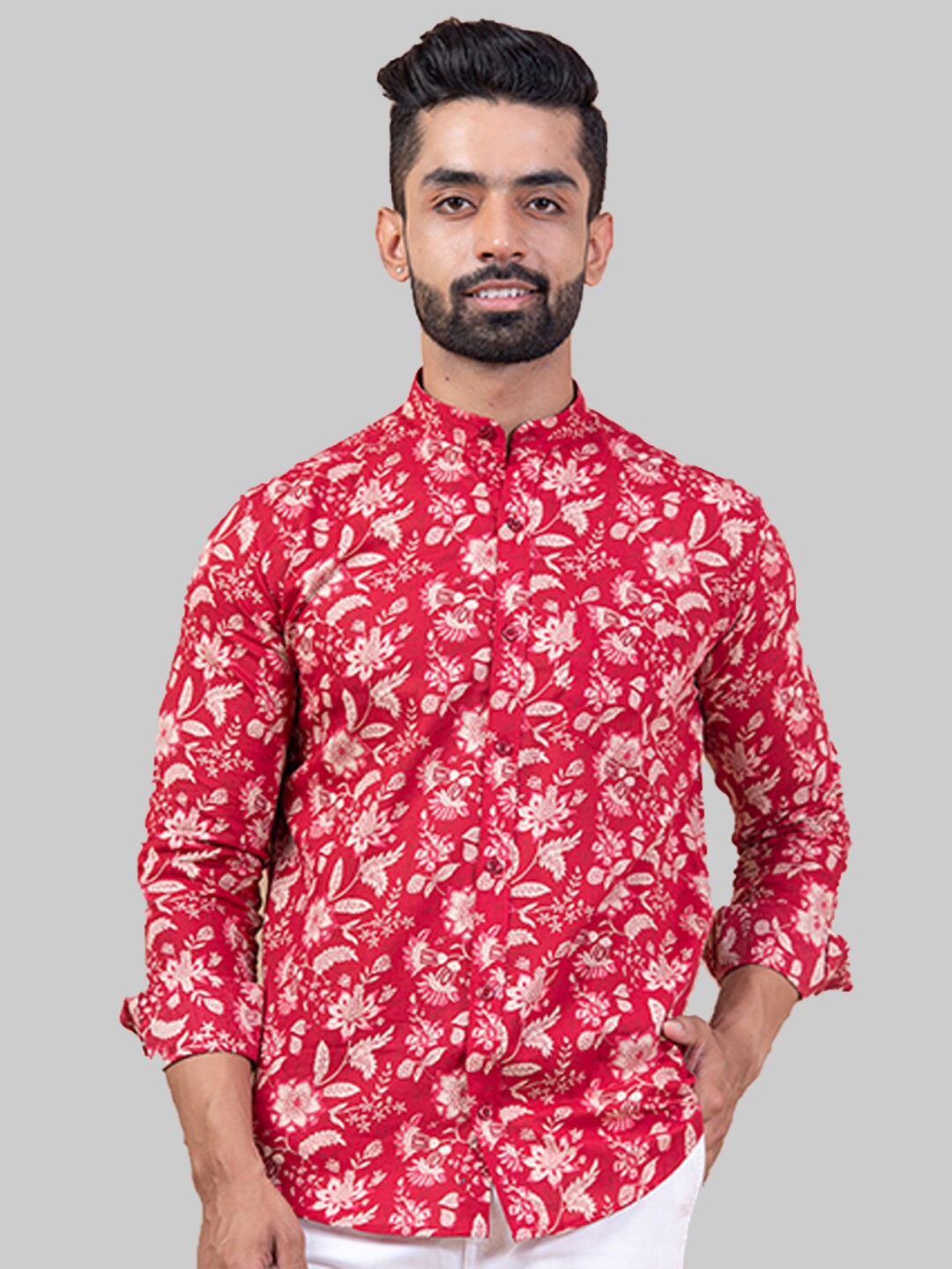 

Tistabene Men Red Premium Floral Printed Casual Shirt