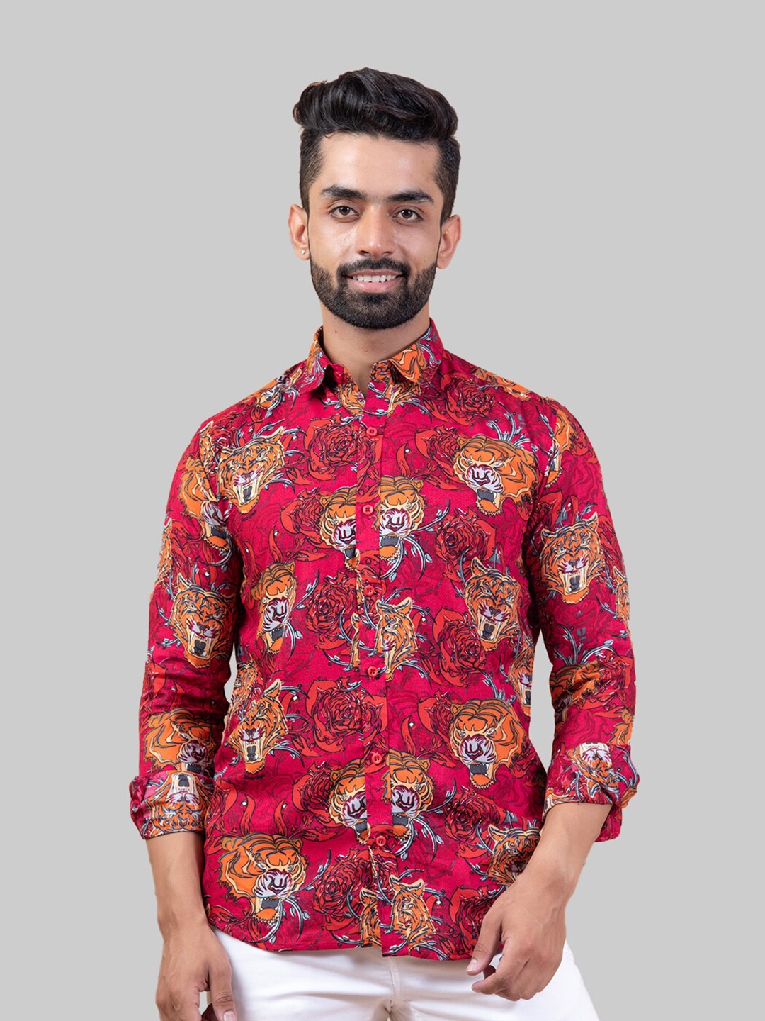 

Tistabene Men Red Premium Printed Casual Shirt