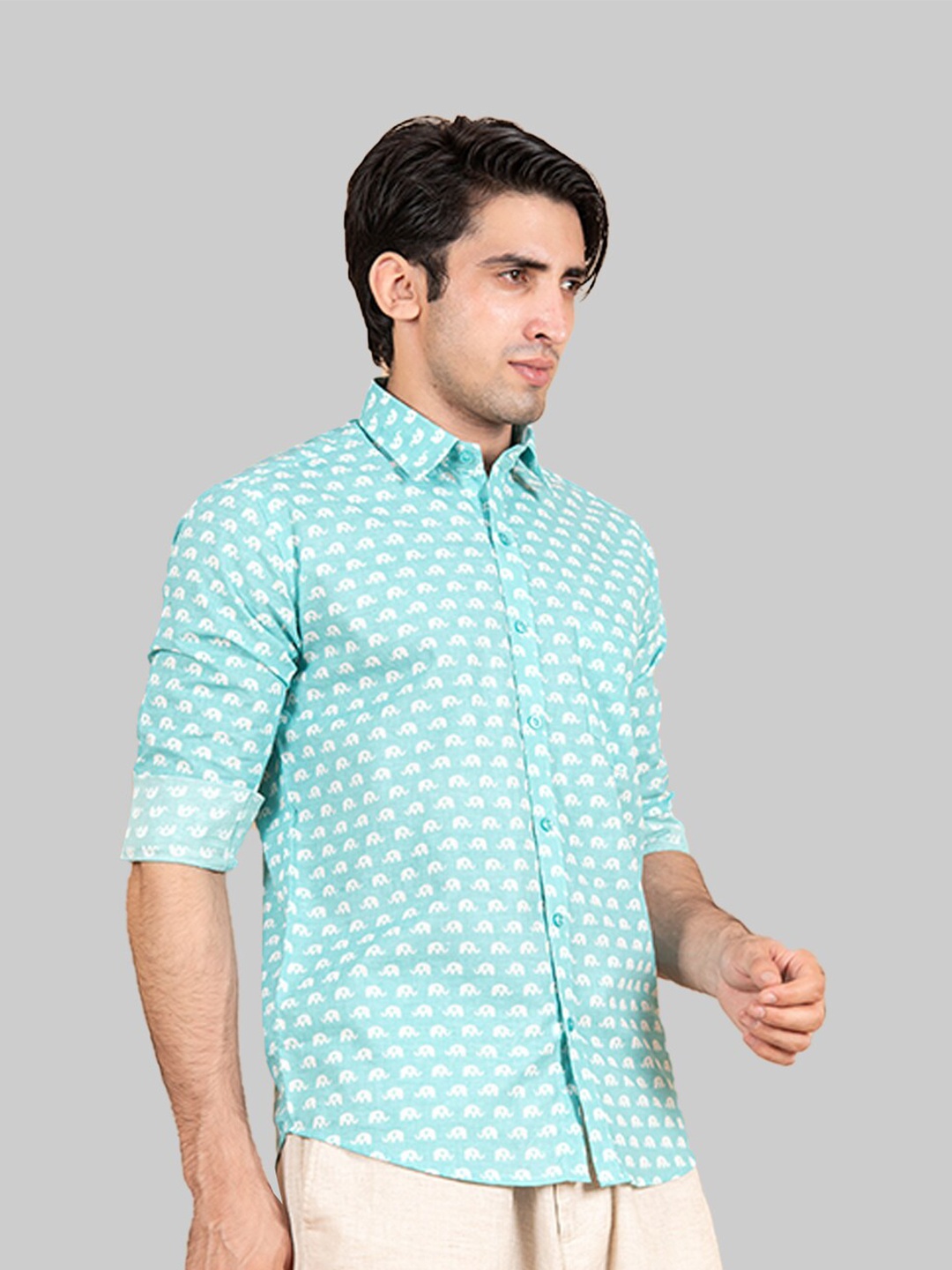 

Tistabene Men Blue Premium Regular Fit Printed Cotton Casual Shirt