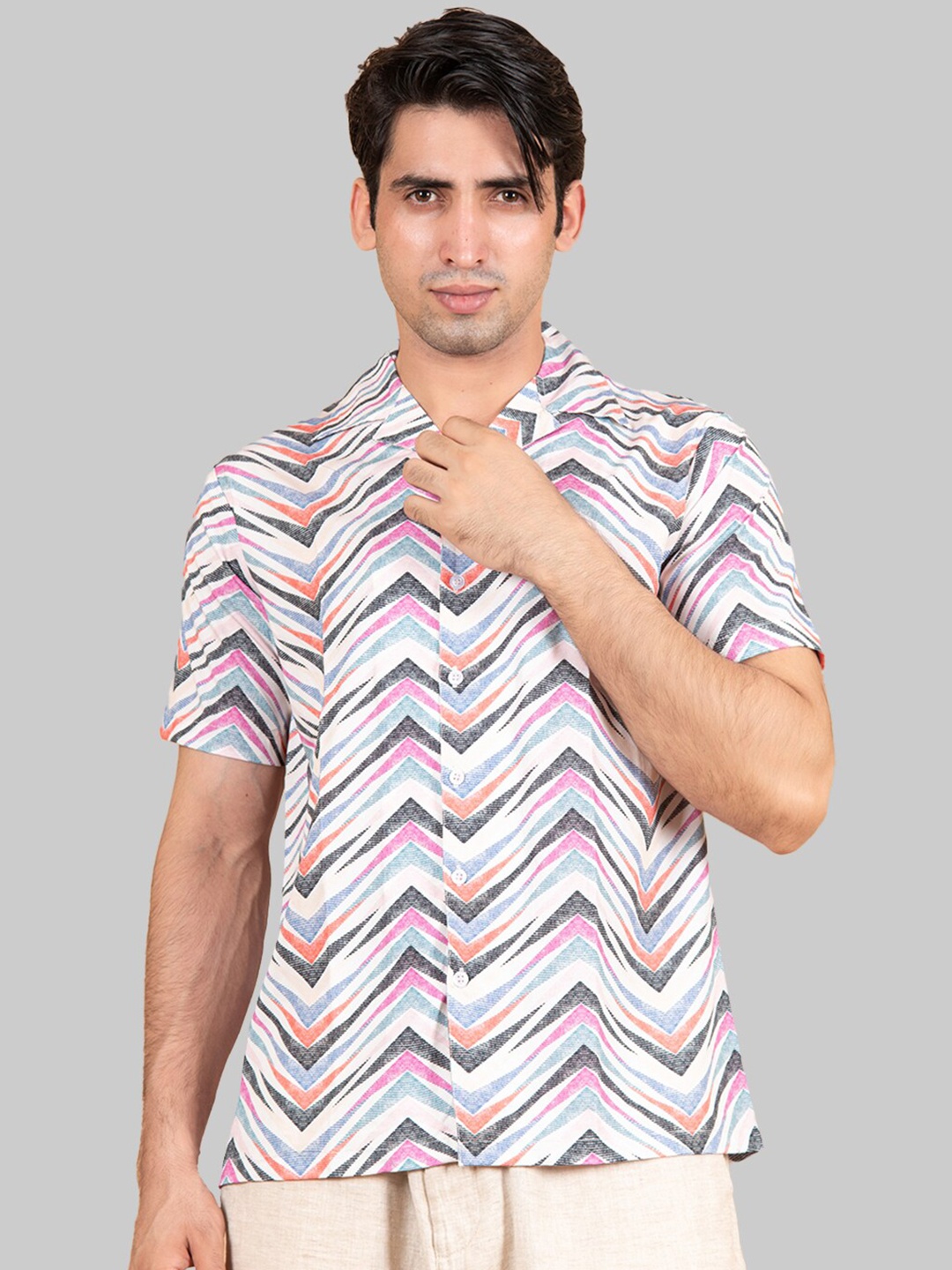 

Tistabene Men Off White Premium Printed Casual Shirt