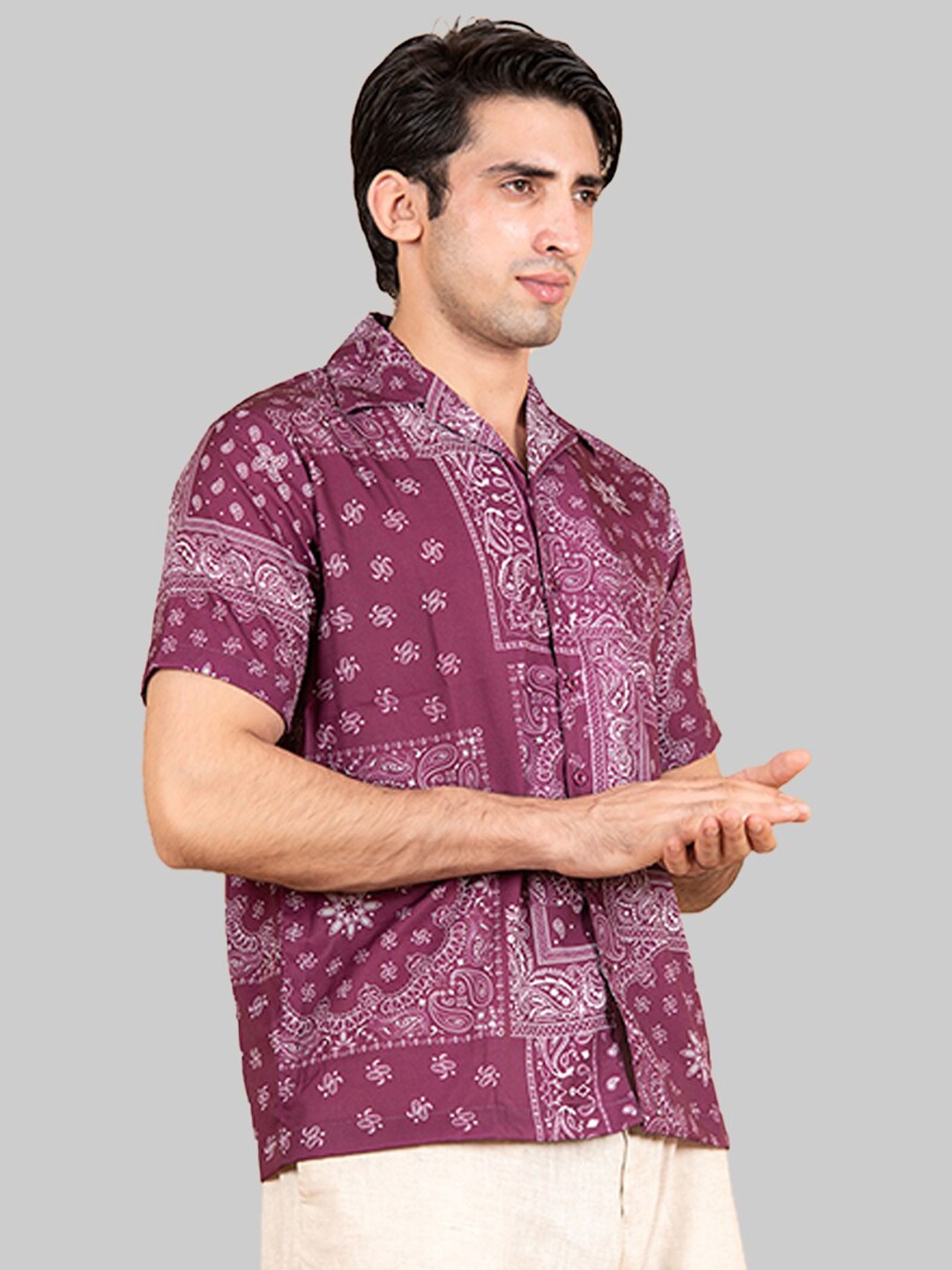 

Tistabene Men Burgundy Premium Printed Casual Shirt