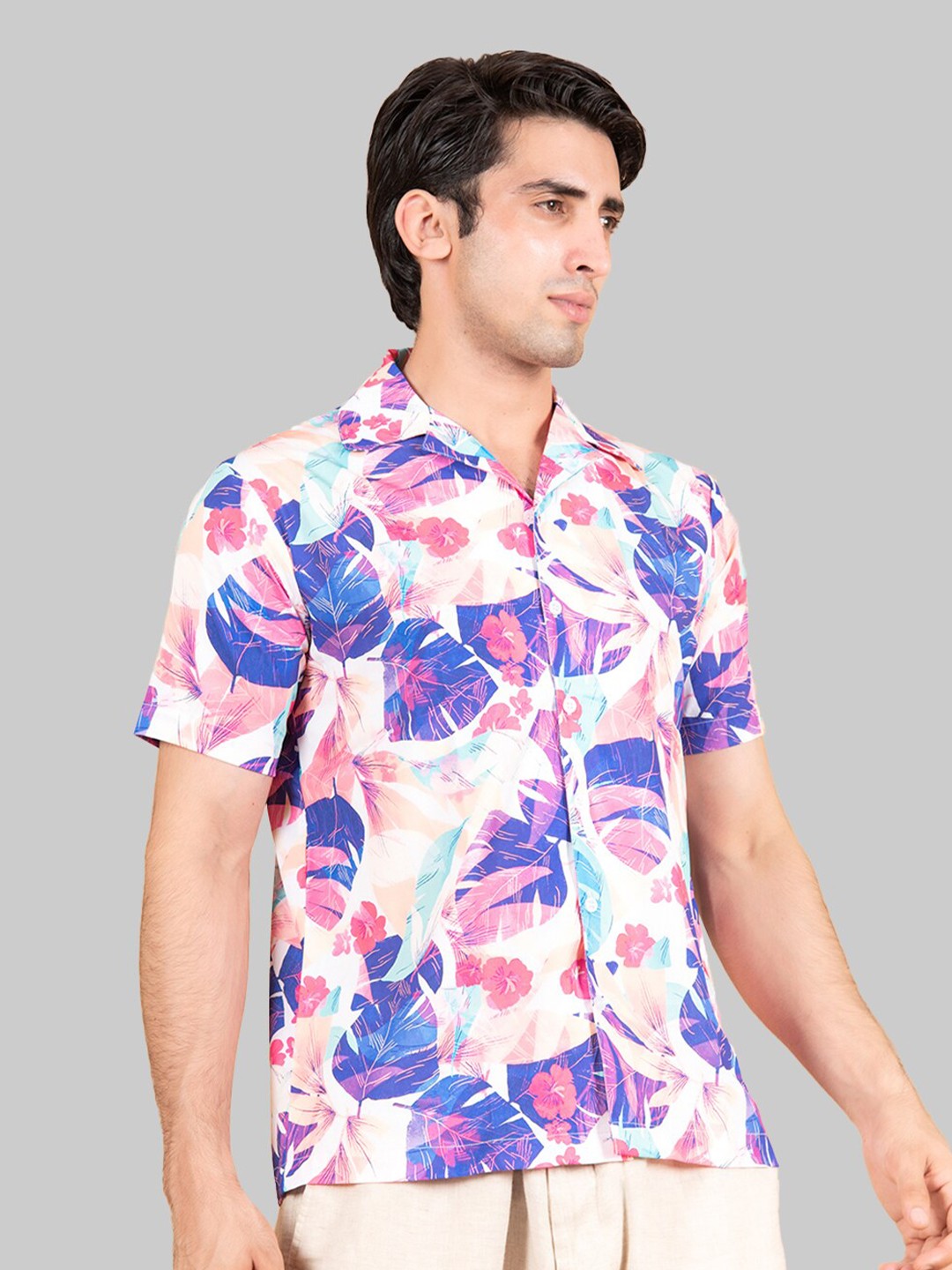 

Tistabene Men Cream-Coloured Premium Floral Printed Casual Shirt