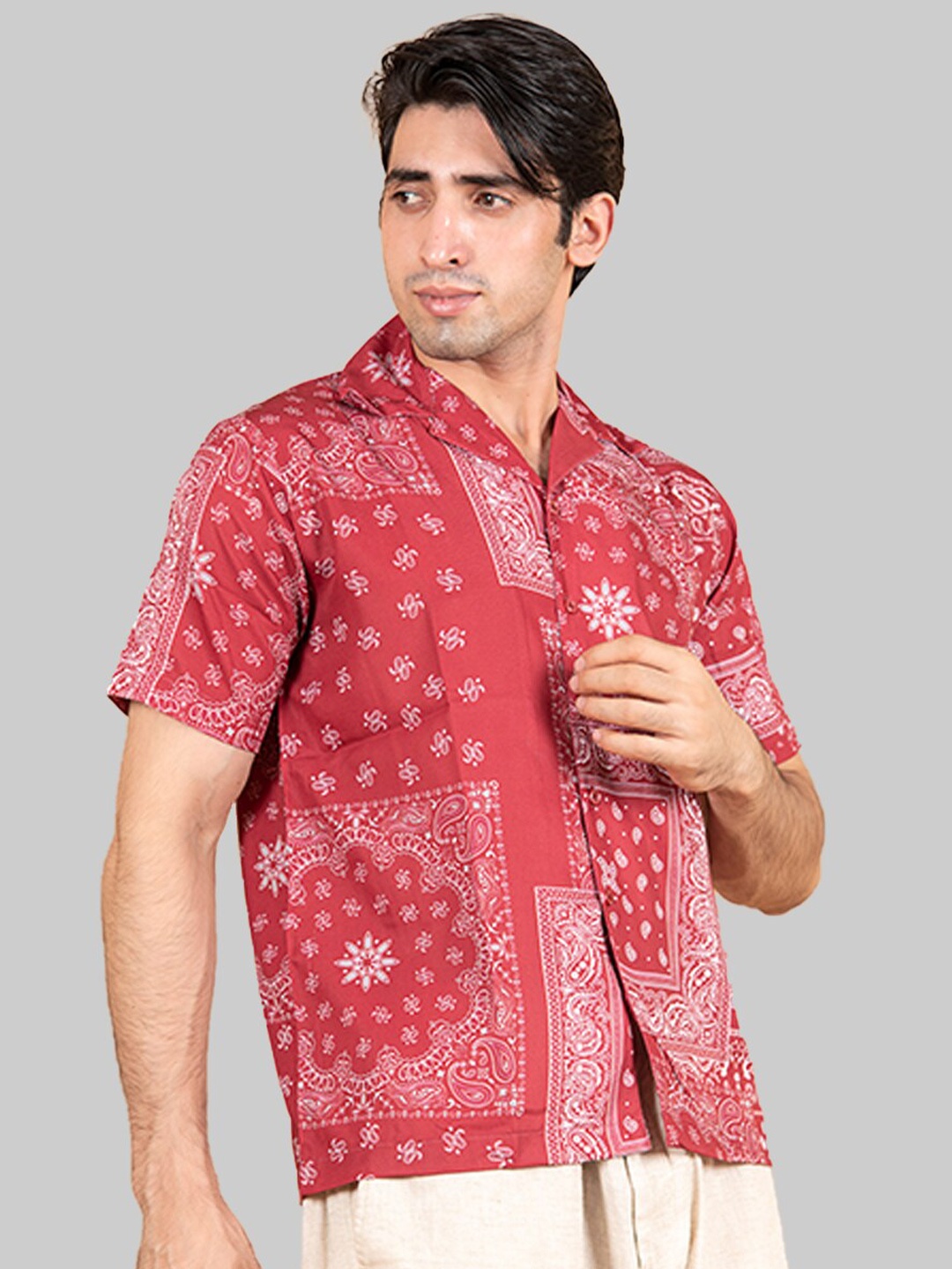 

Tistabene Men Red Premium Printed Casual Shirt