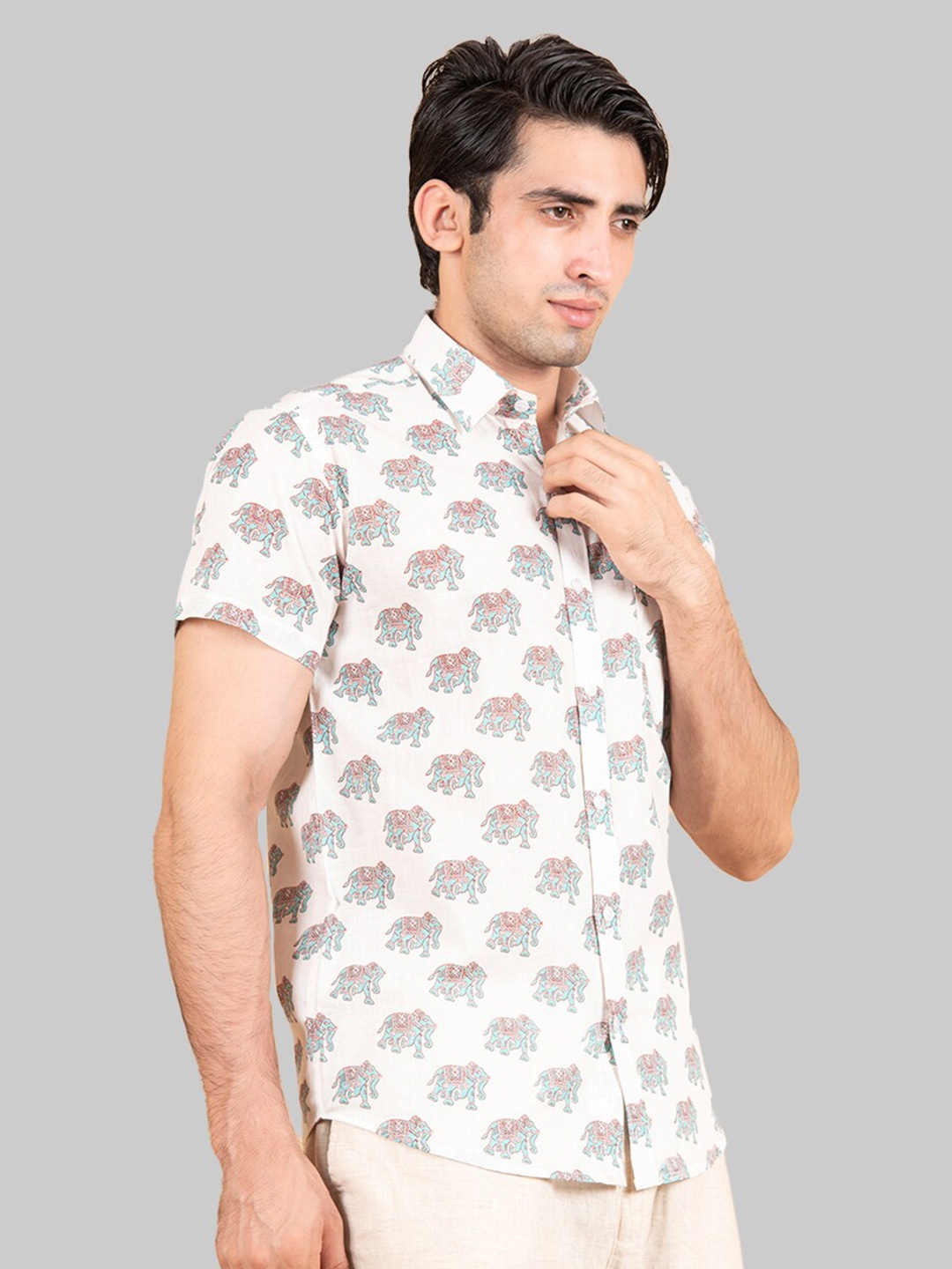 

Tistabene Men Off-White Premium Printed Casual Shirt