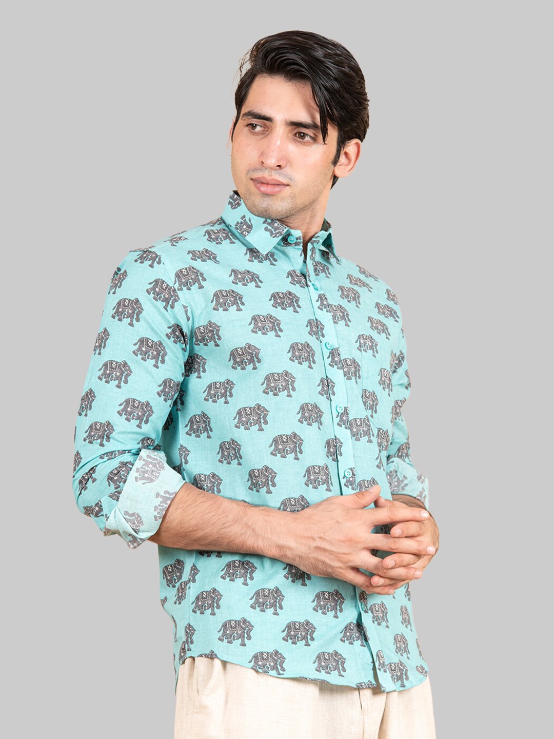 

Tistabene Men Blue Premium Printed Casual Shirt