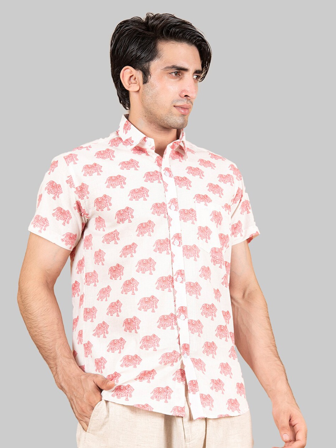 

Tistabene Men Pink Premium Printed Casual Shirt
