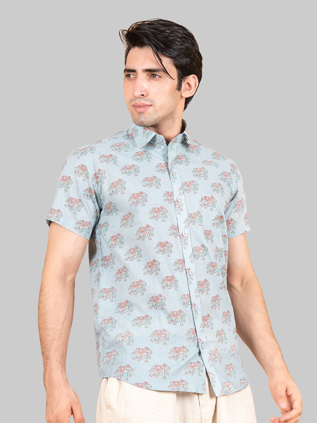 

Tistabene Men Blue Premium Printed Casual Shirt