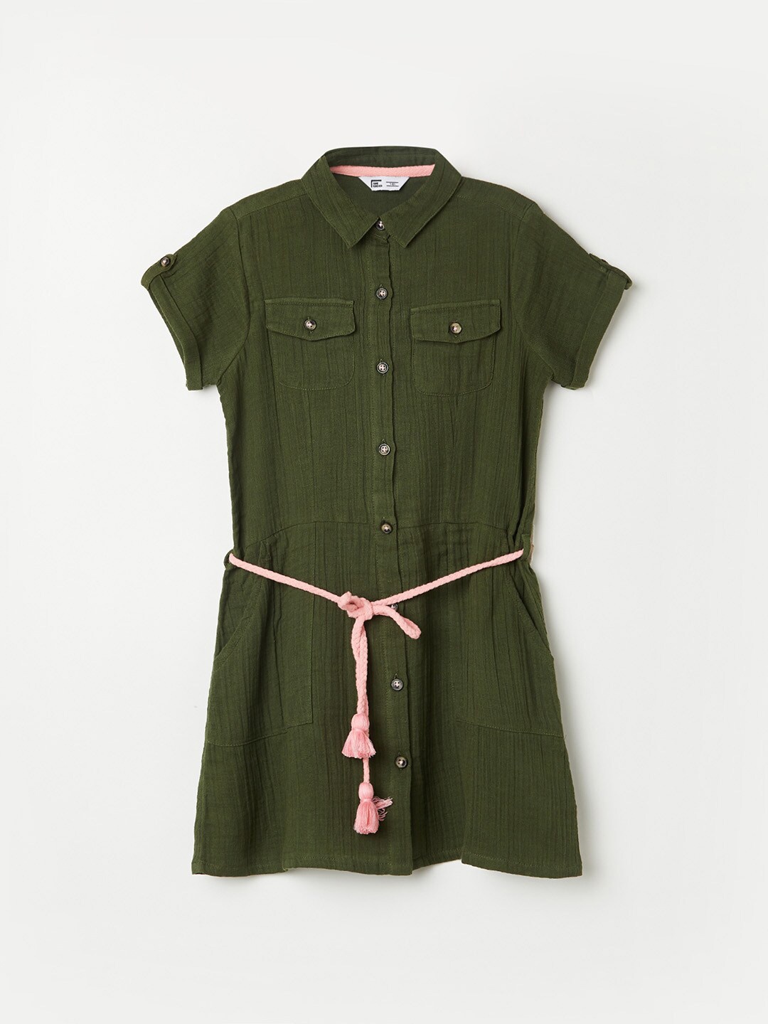 

Fame Forever by Lifestyle Girls Olive Green Shirt Style Longline Cotton Top