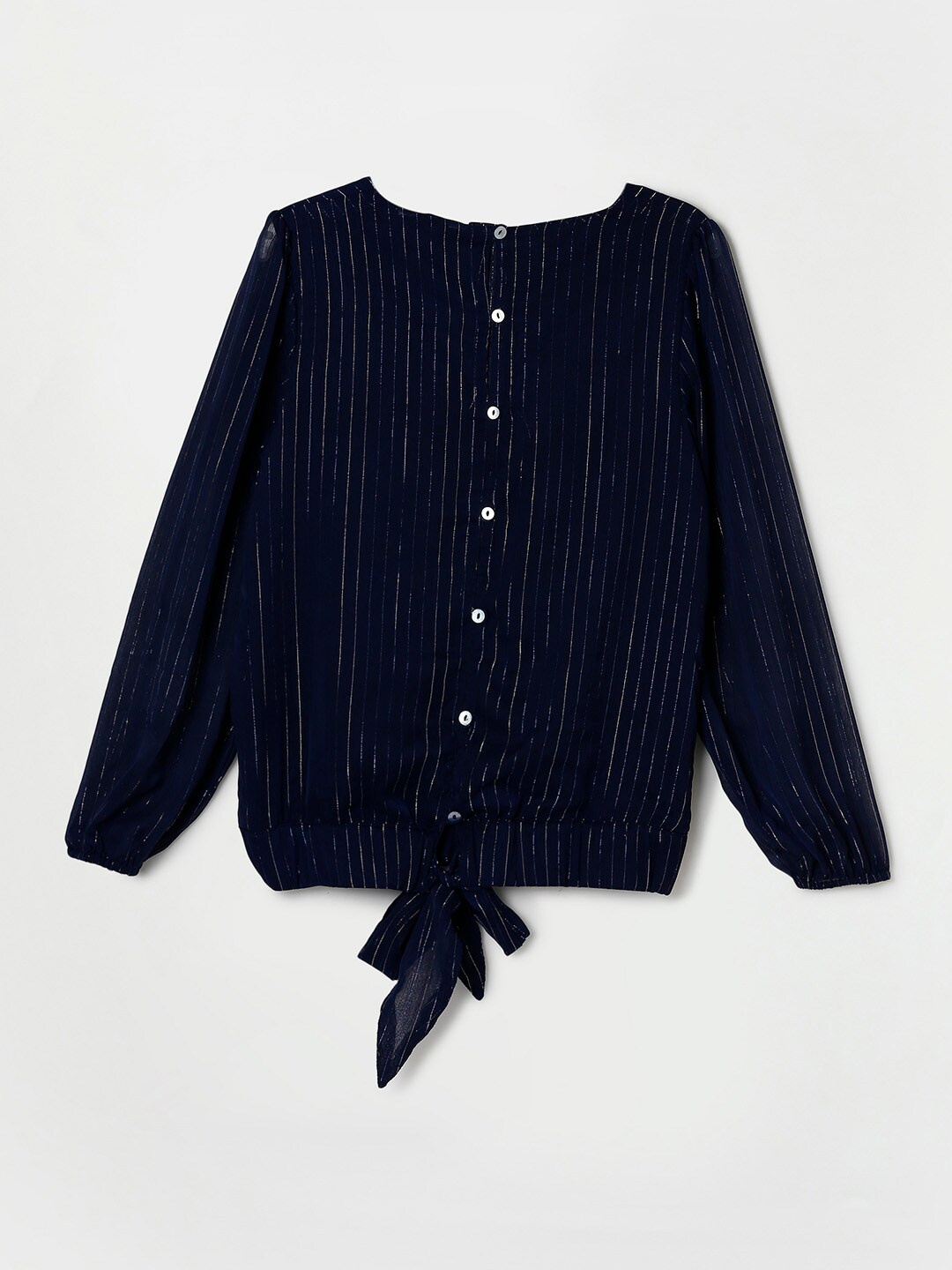 

Fame Forever by Lifestyle Navy Blue Striped Shirt Style Top