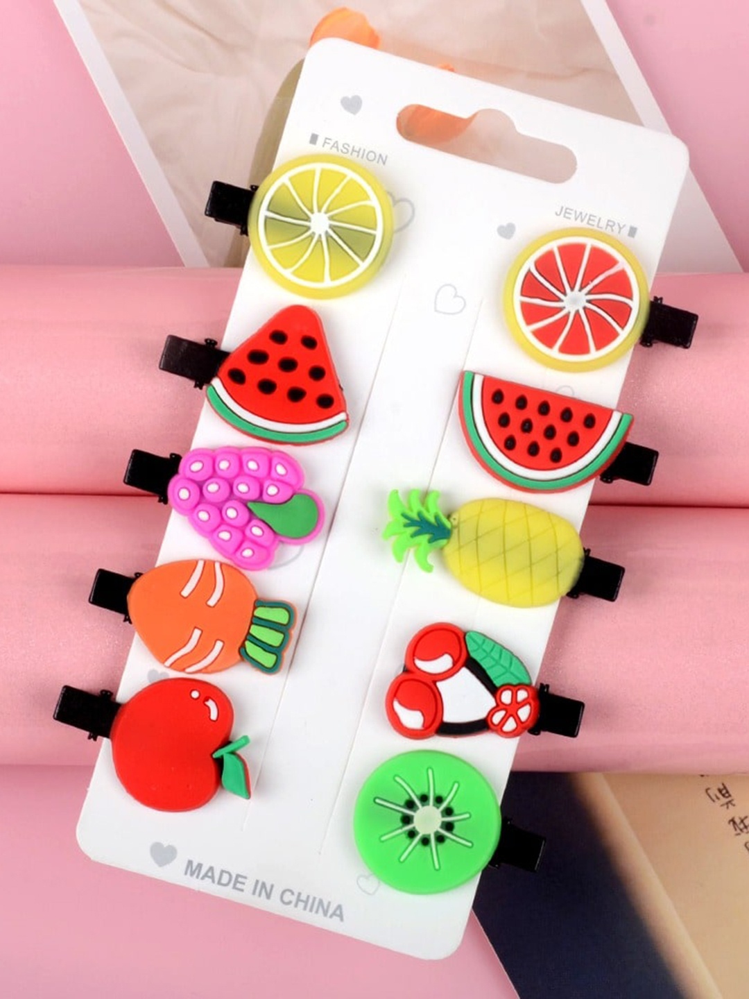 

Pinapes Unisex Red & Green Set of 10 Embellished Alligator Hair Clip
