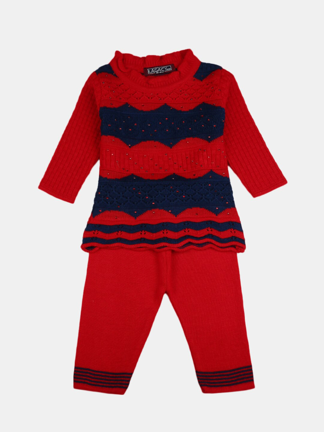 

V-Mart Kids Red & Black Wool Blend T-shirt with Pyjama