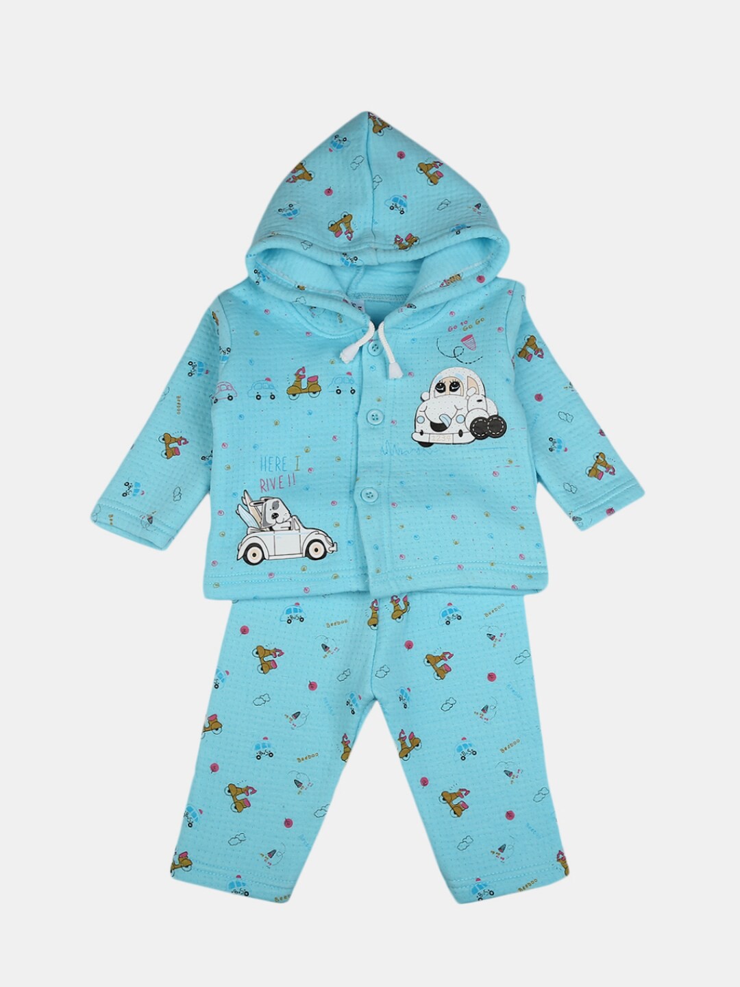 

V-Mart Unisex Kids Blue & White Printed T-shirt with Pyjamas