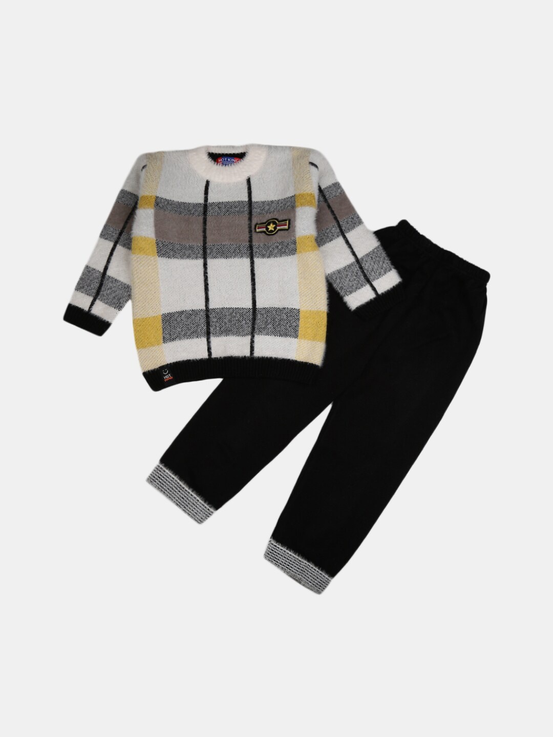 

V-Mart Unisex Kids Black & Off White Sweater with Pyjamas