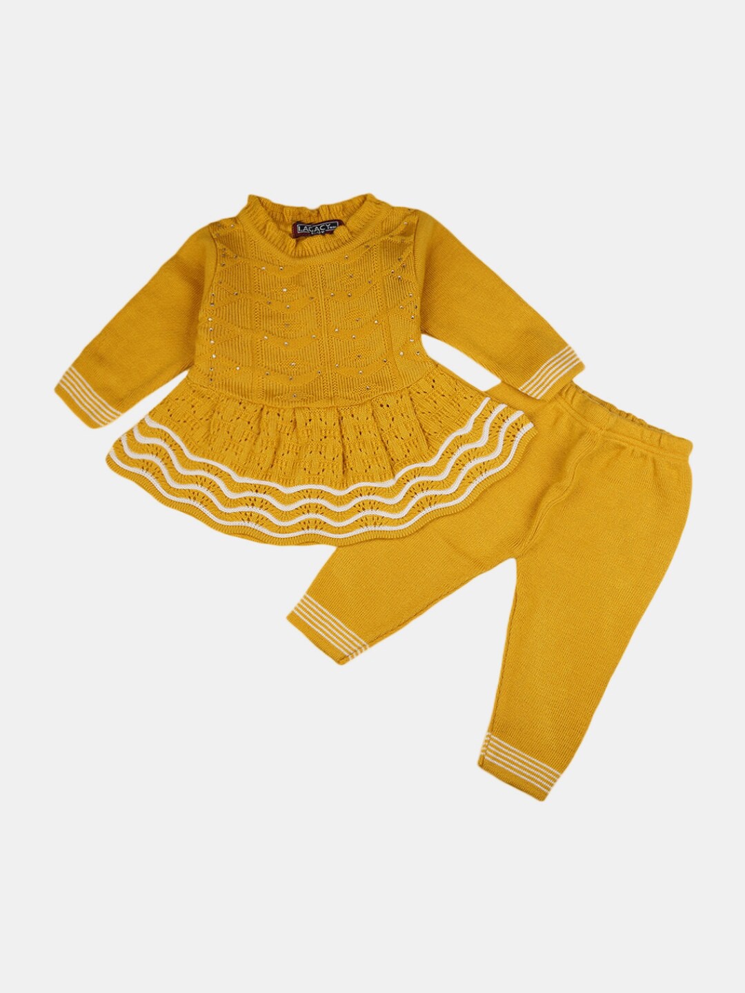 

V-Mart Girls Mustard & Off White Top with Pyjamas