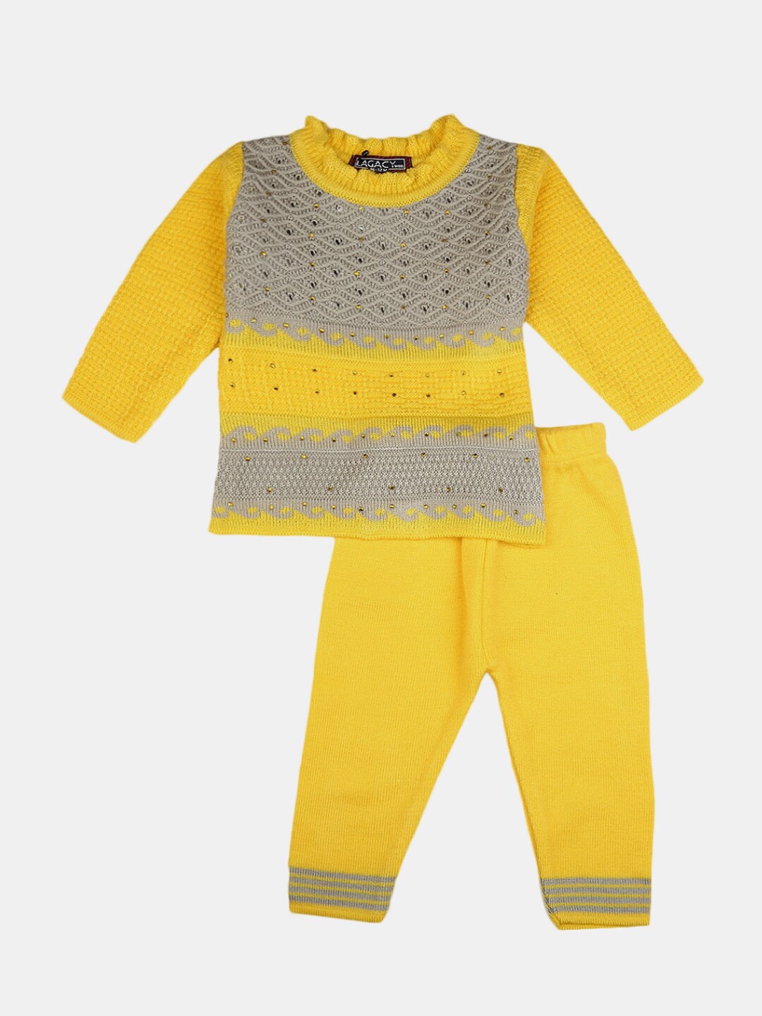 

V-Mart Unisex Kids Yellow & Grey T-shirt with Pyjamas