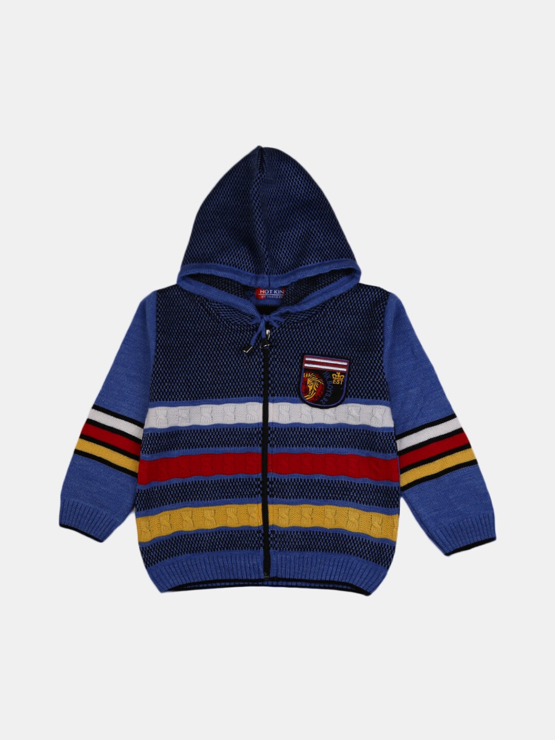 

V-Mart Unisex Kids Blue & Blue Striped Hooded T-shirt with Pyjamas