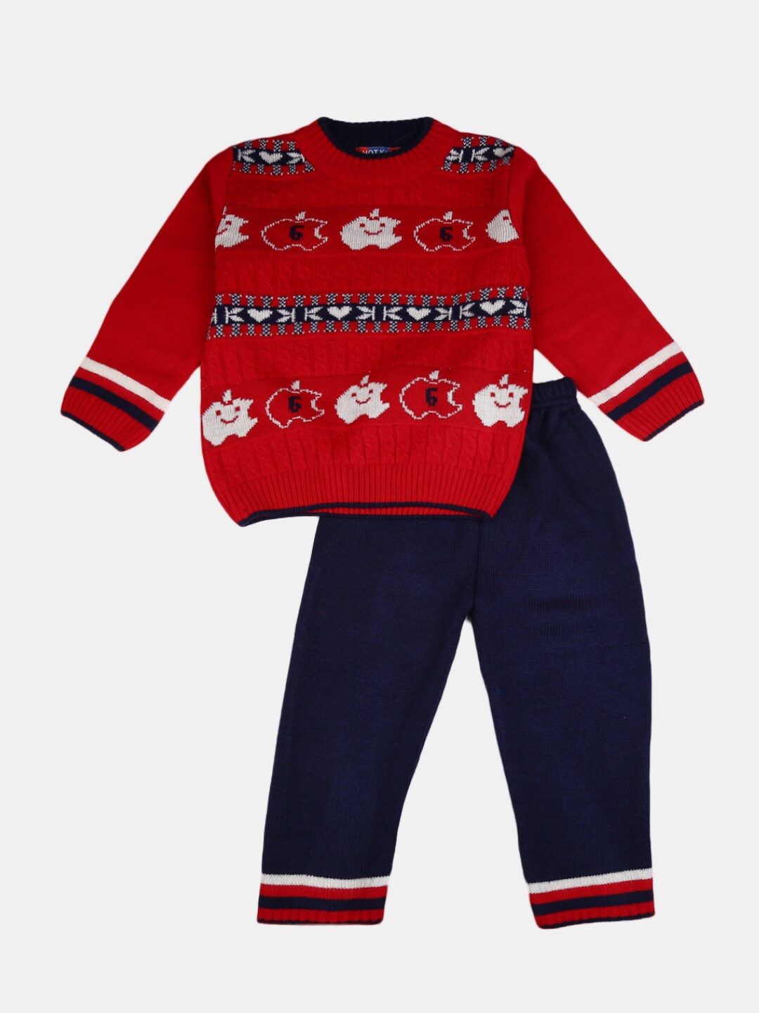 

V-Mart Kids Boys Red & Blue Self Design T-shirt with Pyjamas