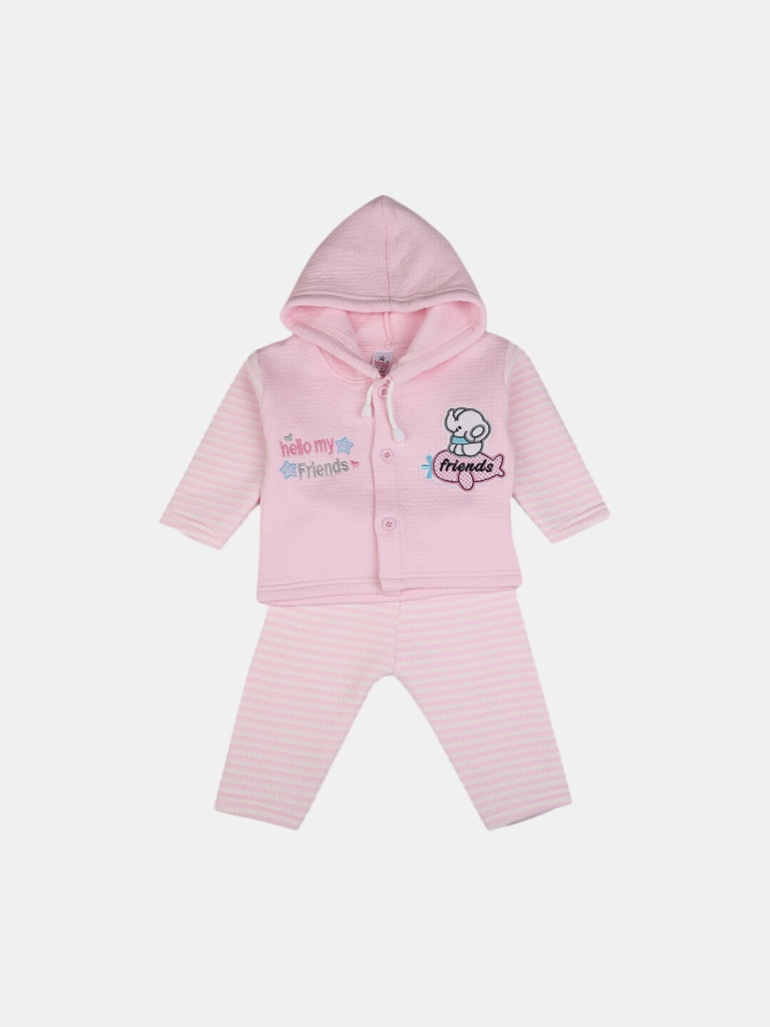 

V-Mart Unisex Kids Pink Hooded T-shirt With Pyjamas