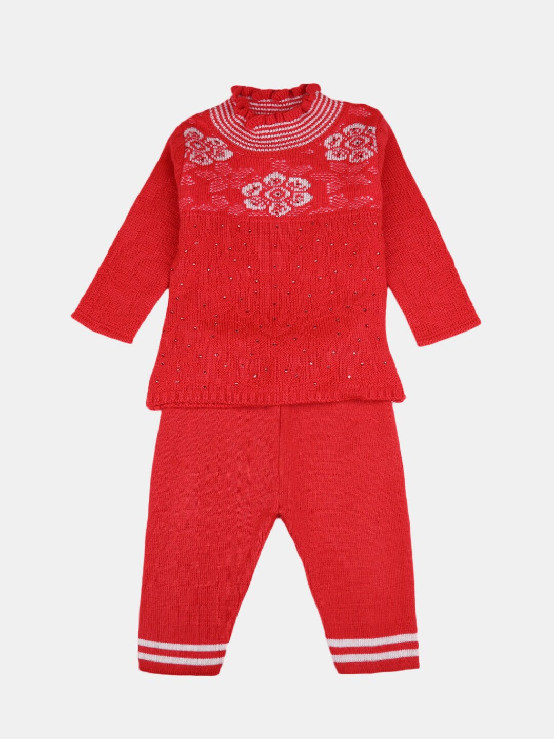 

V-Mart Unisex Kids Red & White T-shirt with Pyjamas