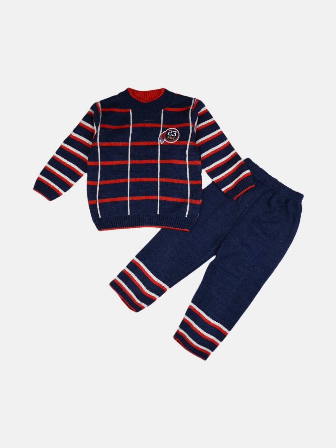 

V-Mart Unisex Kids Navy Blue & Red T-shirt with Pyjamas