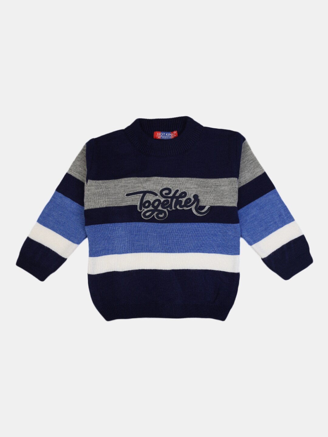 

V-Mart Unisex Kids Navy Blue & Grey Striped T-shirt with Pyjamas