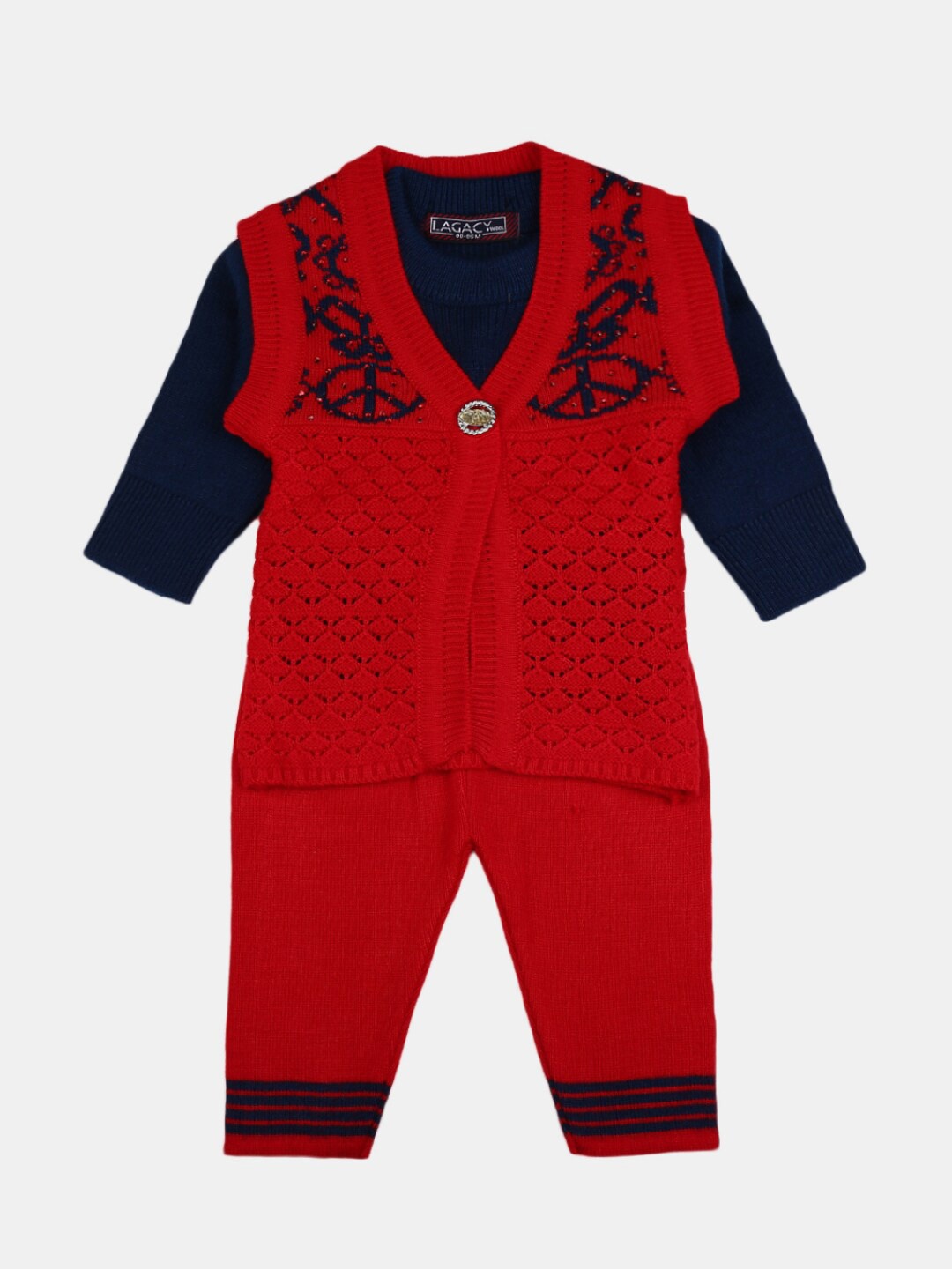 

V-Mart Unisex Kids Red And Navy Blue T Shirt With Pyjamas