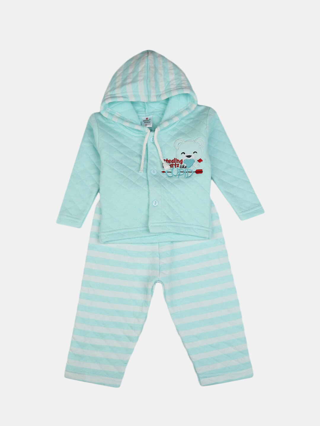 

V-Mart Unisex Kids Blue & Red Printed Hooded T-shirt with Pyjama