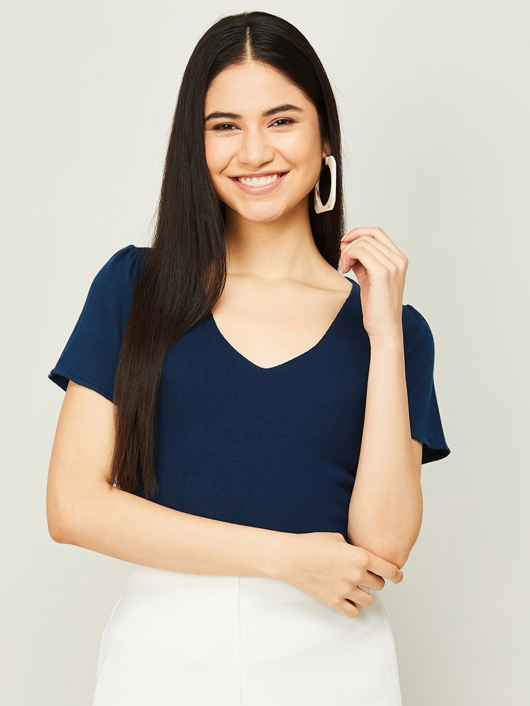 

CODE by Lifestyle Women Teal Blue Solid Top