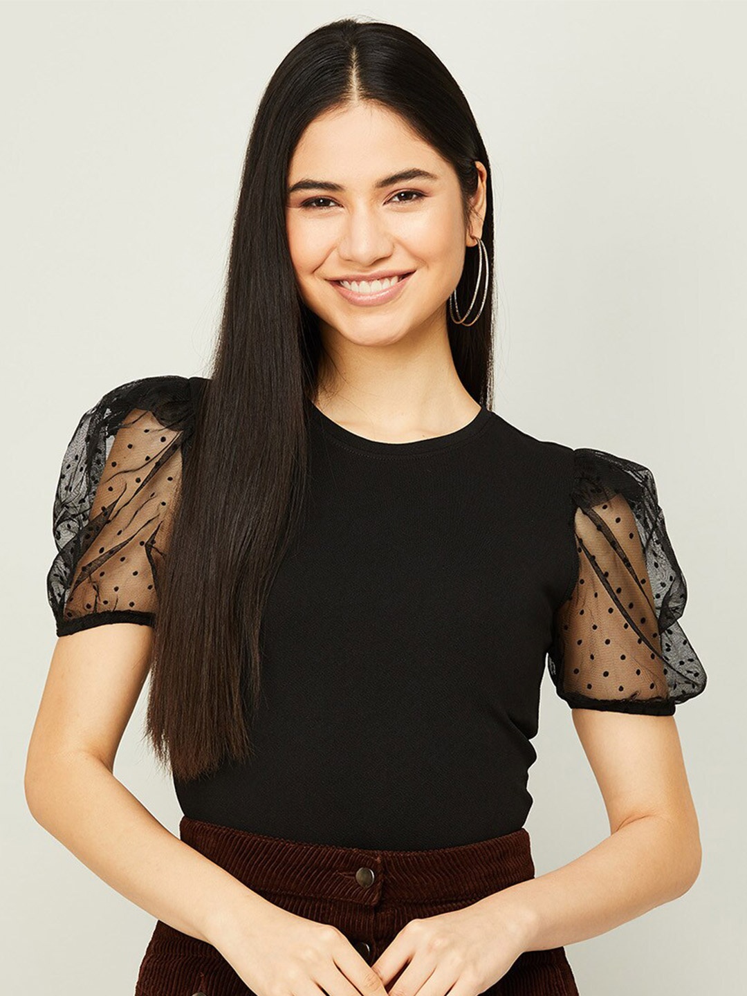 

Ginger by Lifestyle Woman Puff Sleeve Top, Black