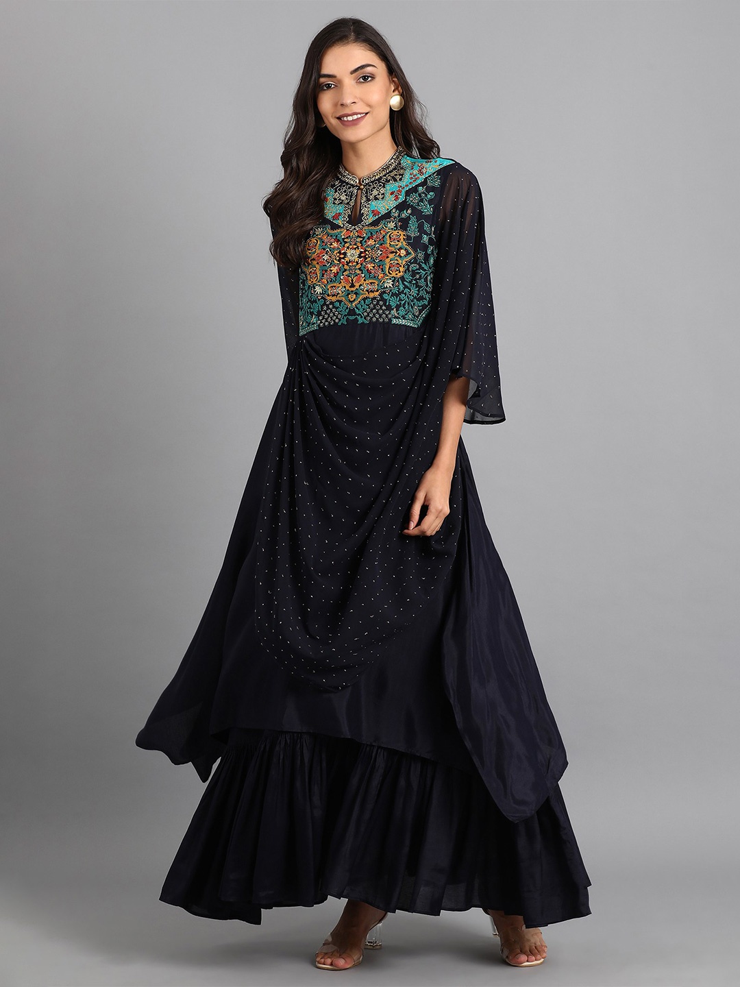 

WISHFUL Blue Ethnic Motifs Maxi Dress