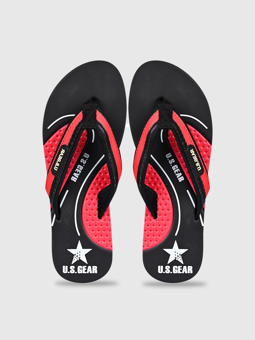 

u s gear Women Black & Red Printed Rubber Thong Flip-Flops