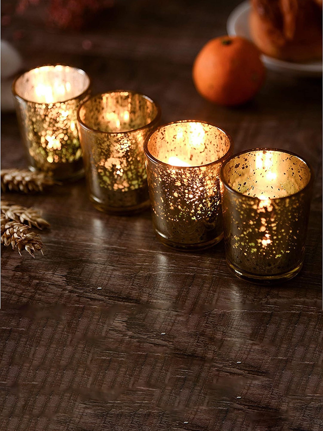 

BS AMOR Set Of 6 Silver-Coloured Printed Candle Holders