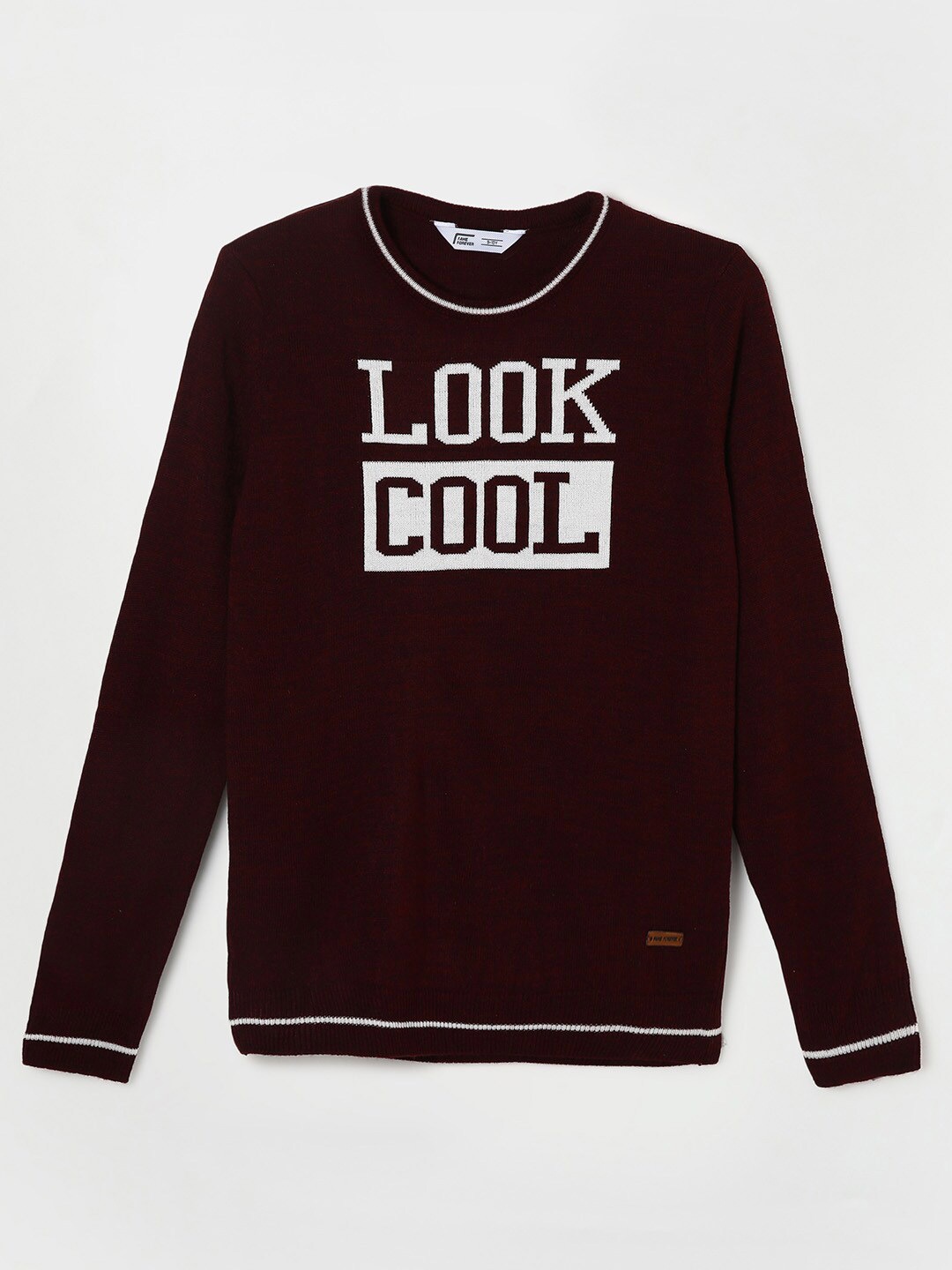 

Fame Forever by Lifestyle Boys Maroon Typography Printed Pullover Sweater