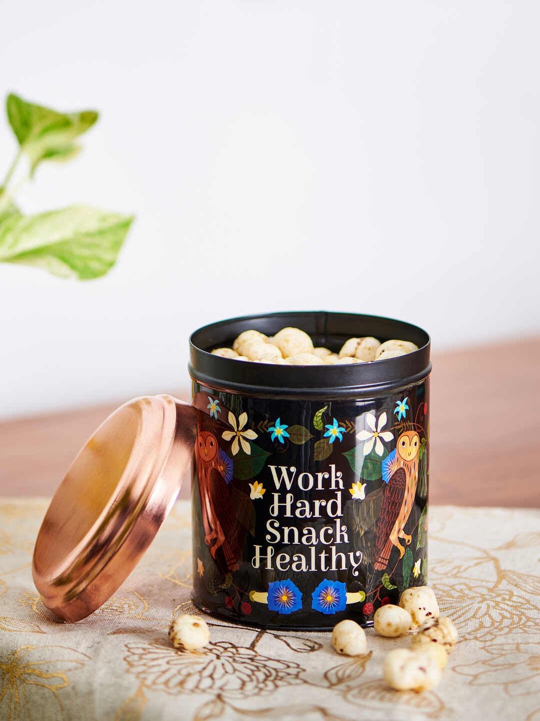

Chumbak Black Printed Work Hard Snack Healthy Snack Jar