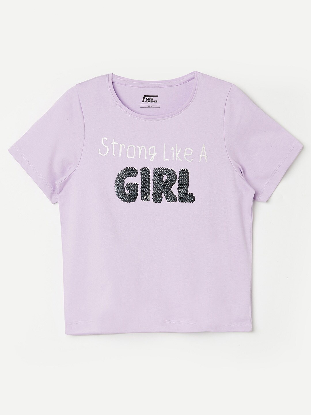 

Fame Forever by Lifestyle Girls Blue Typography Printed Cotton T-shirt