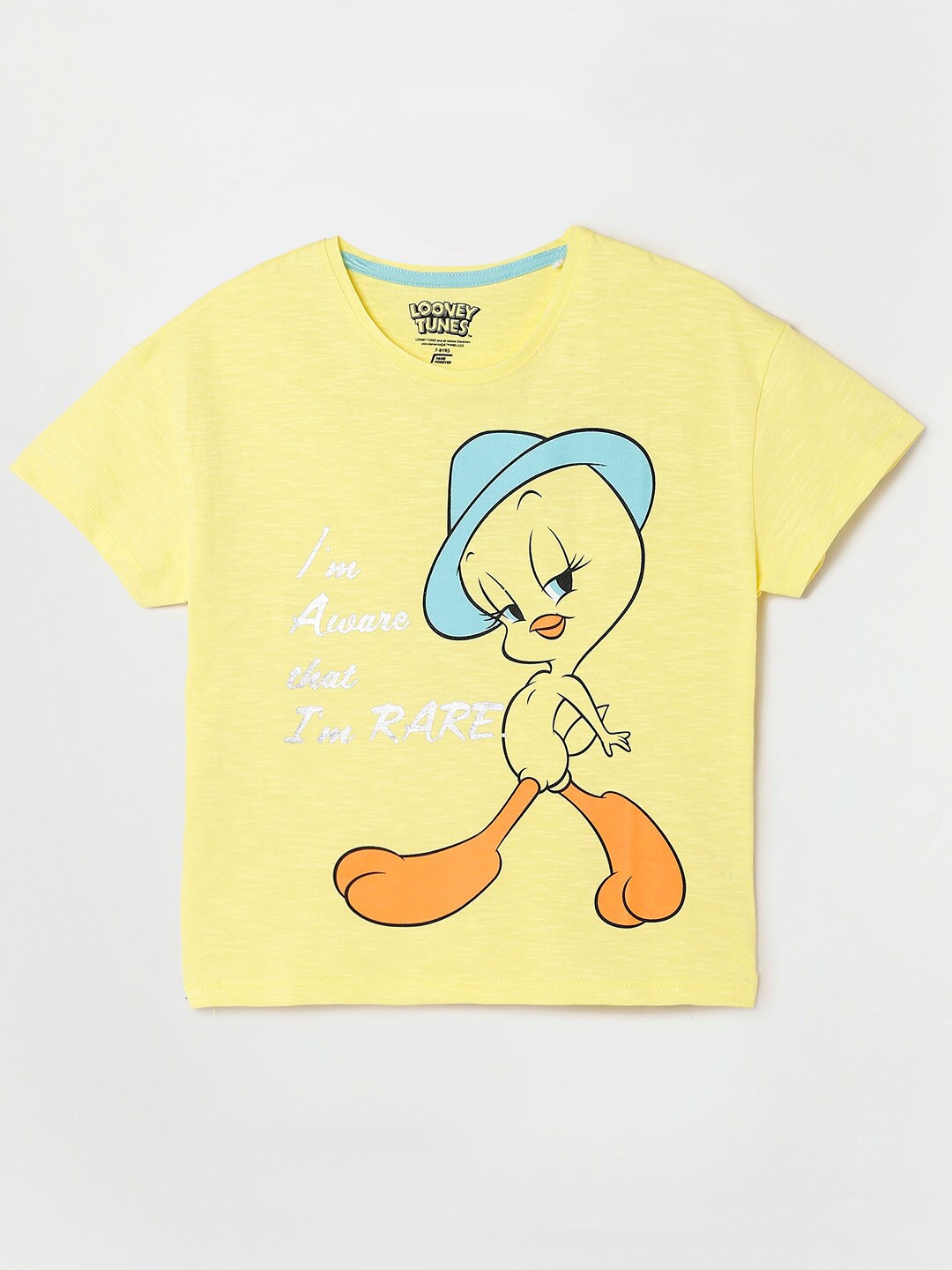 

Fame Forever by Lifestyle Girls Yellow Looney Tunes Printed Pure Cotton T-shirt