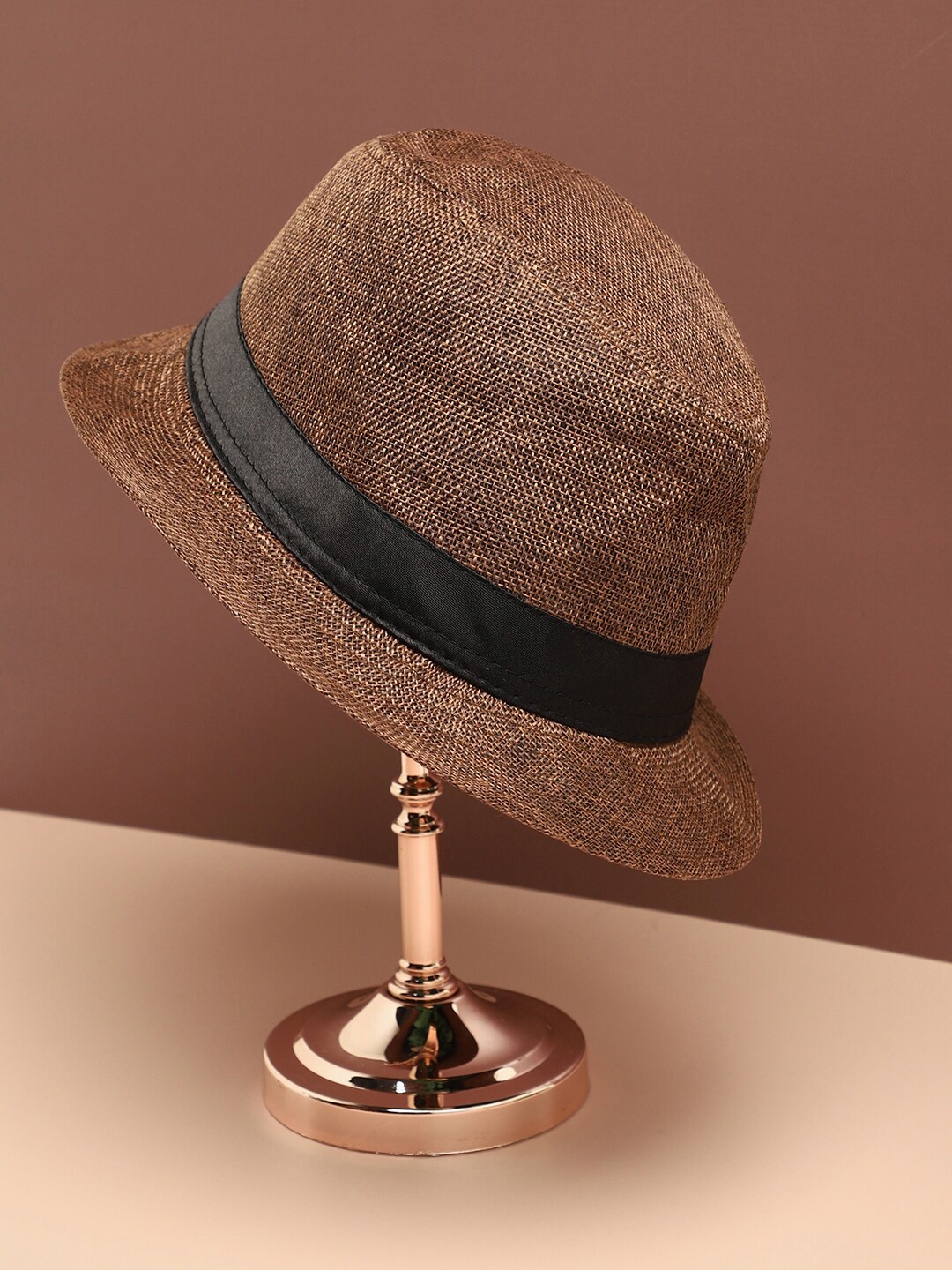 

HAUTE SAUCE by Campus Sutra Brown Textured Fedora Hat
