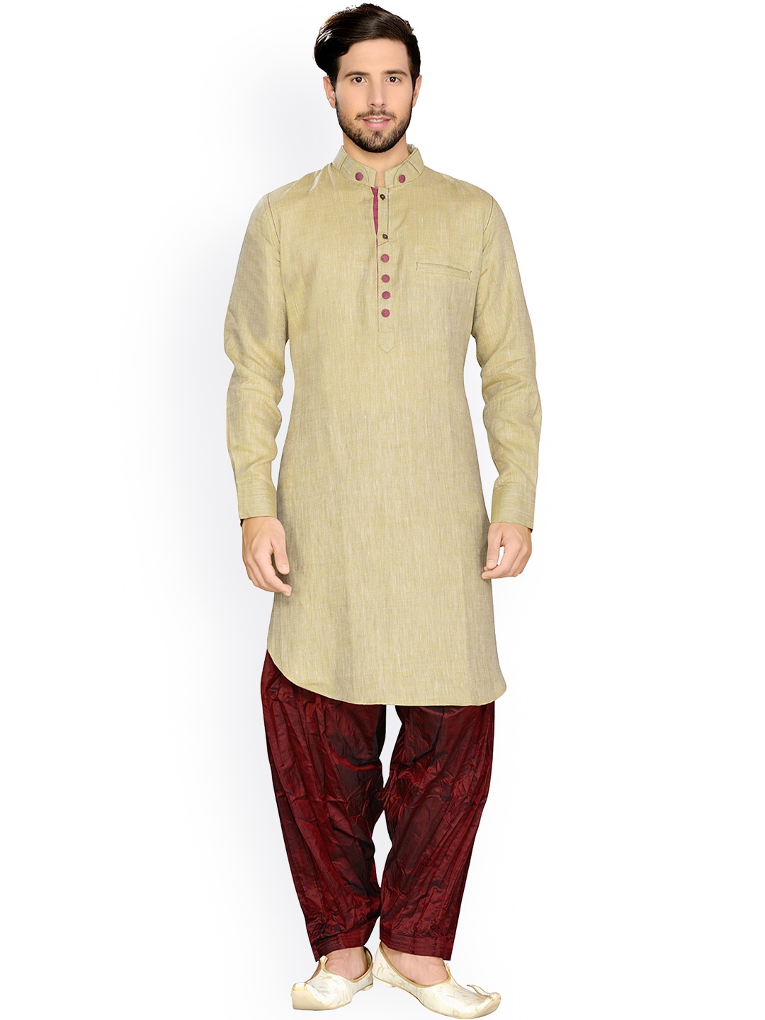 

Manyavar Men Beige Straight Kurta