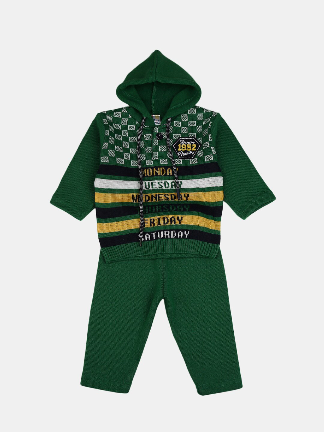 

V-Mart Unisex Kids Green & White Printed T-shirt with Pyjamas