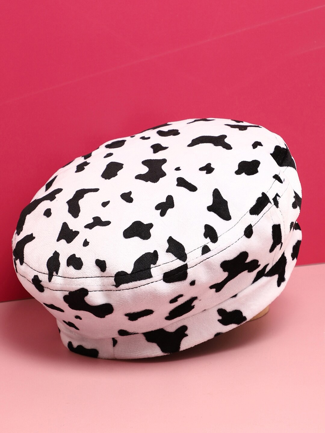 

HAUTE SAUCE by Campus Sutra Women Black & White Animal Printed Beret Cap