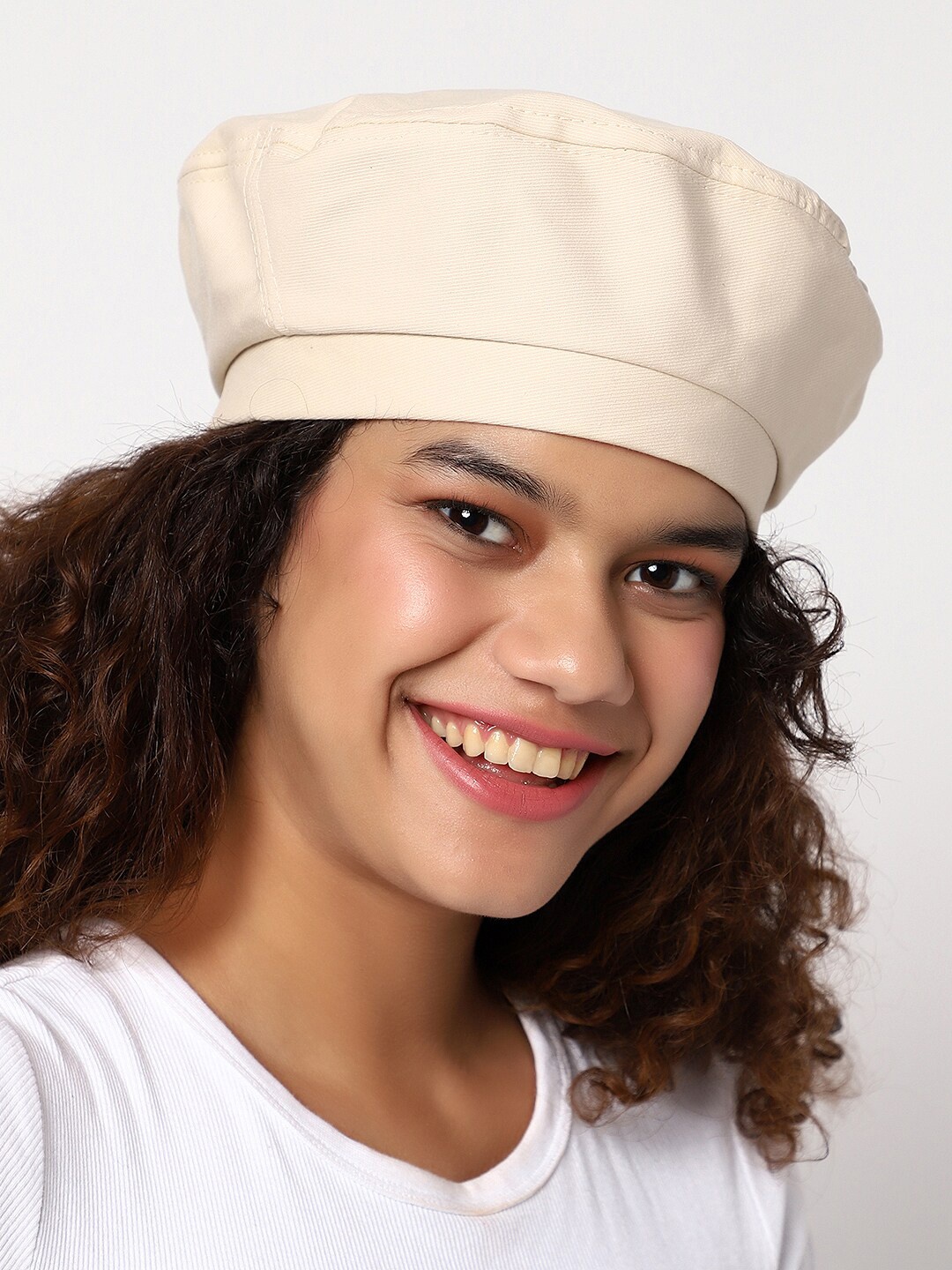 

HAUTE SAUCE by Campus Sutra Women White Solid Beret Hat