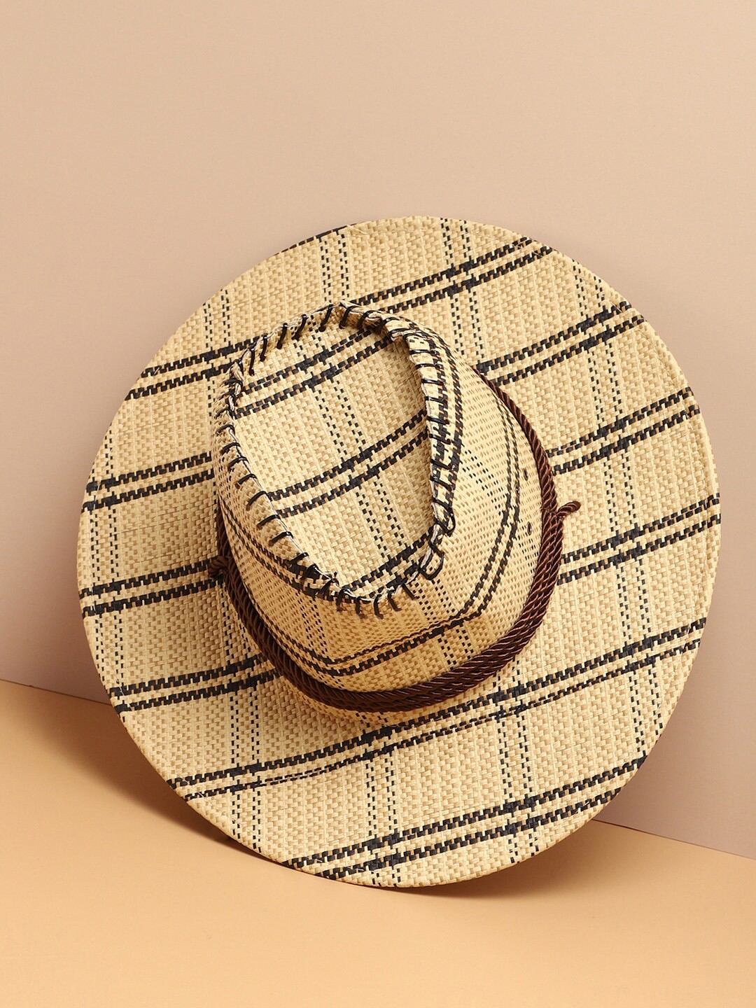 

HAUTE SAUCE by Campus Sutra Women Beige Checkered Fedora Hat