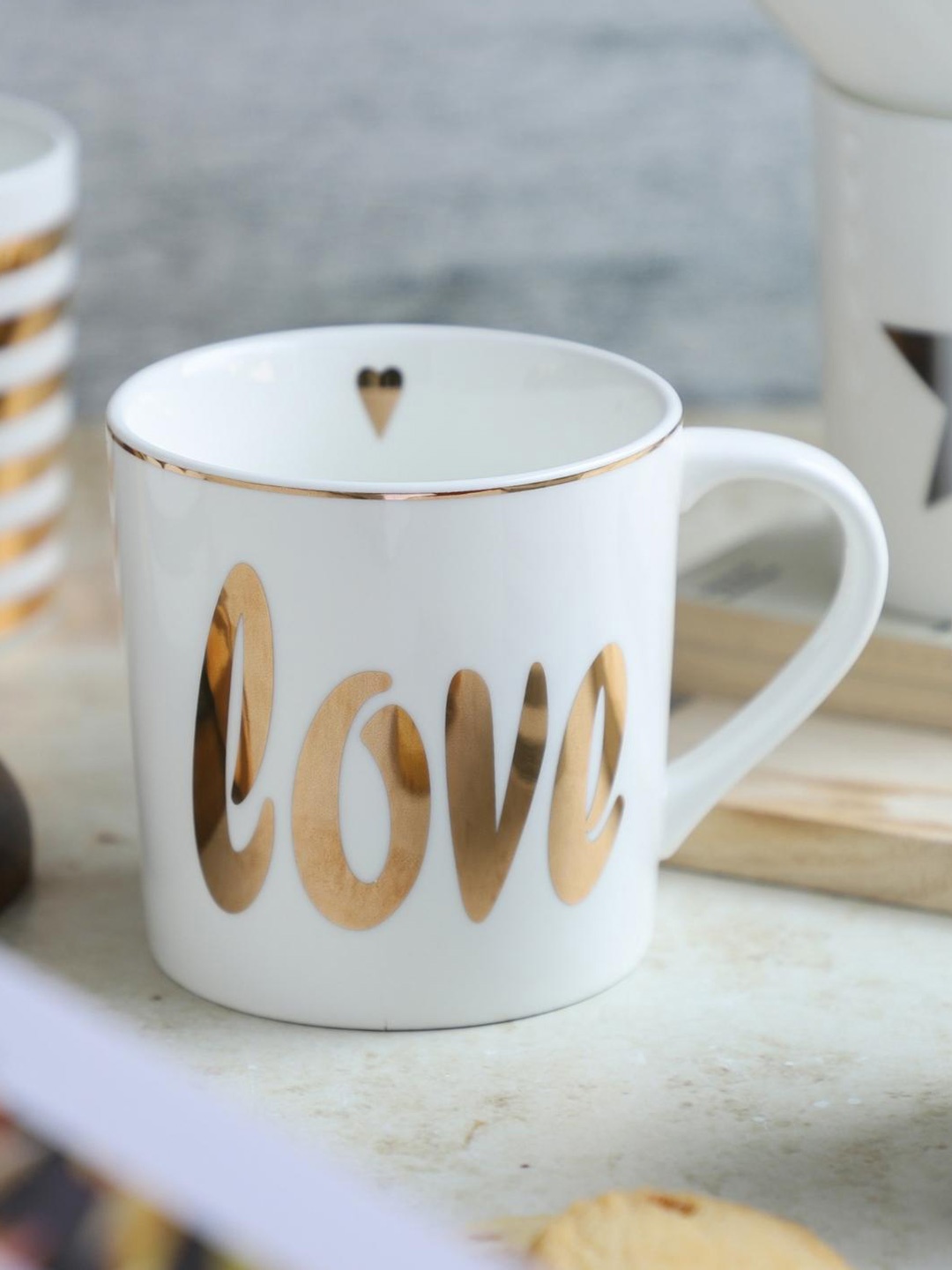 

Nestasia White & Gold-Toned Text or Slogans Printed Ceramic Glossy Mug